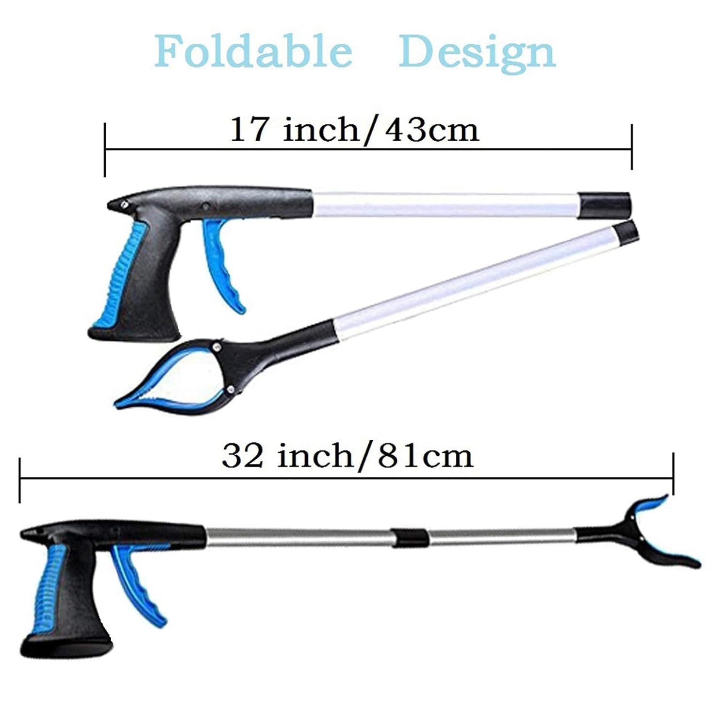 32" Foldable Grabber Reacher for Elderly, Mobility Aid Reaching Assist Tool Pickup Tool Trash Gripper(Yellow)