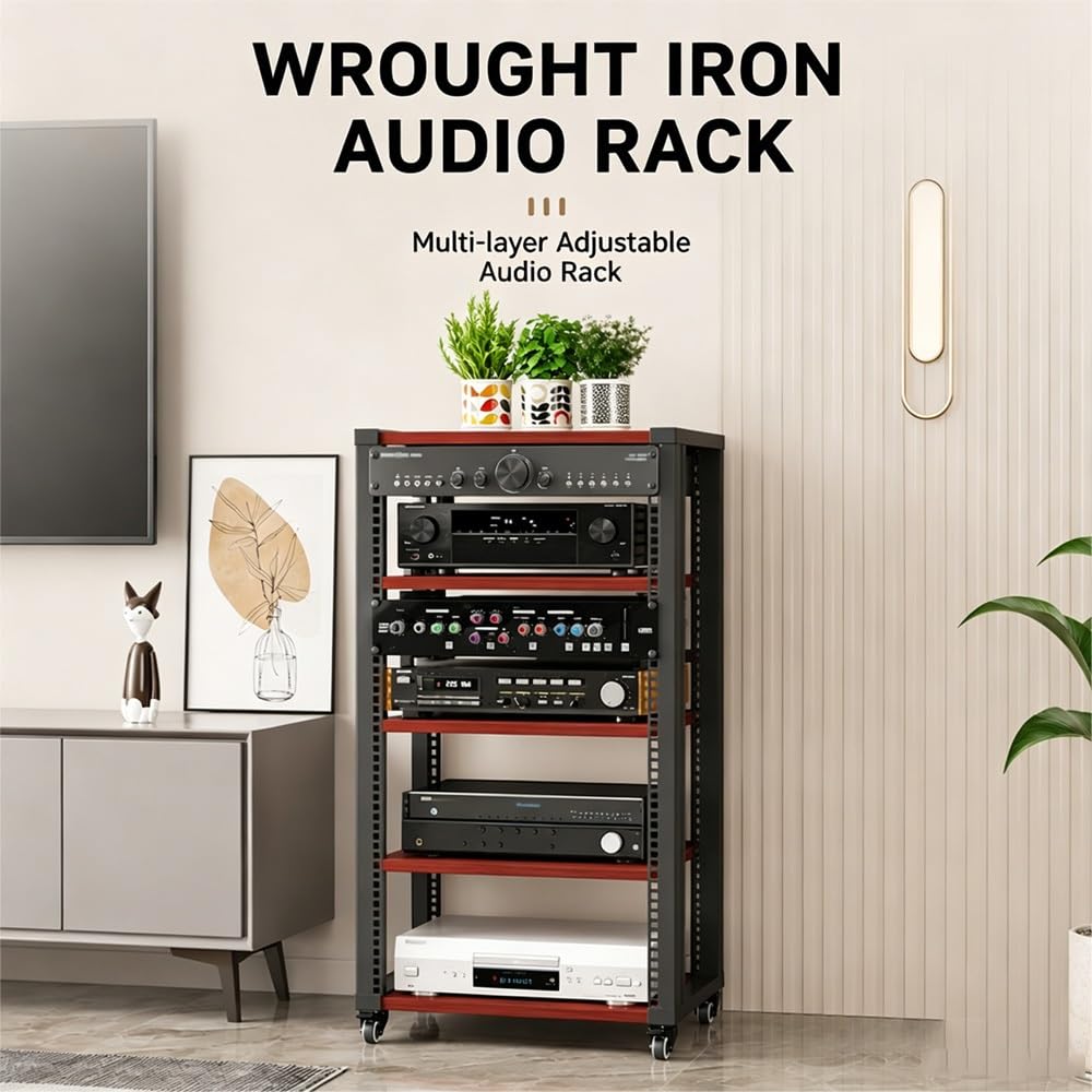 Regał na sprzęt multimedialny, Stojak Na Półki Audio-wideo O Otwartej Konstrukcji Do Kina Domowego(4 Tier(54.5 * 40 * 82cm))