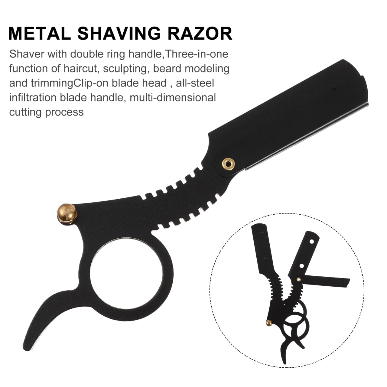 Manual Shaver 2-Pack Beard Shavers for Men Barber Razor Finger Metal Shaving Razor for Eyebrows Sideburns and Head Hair