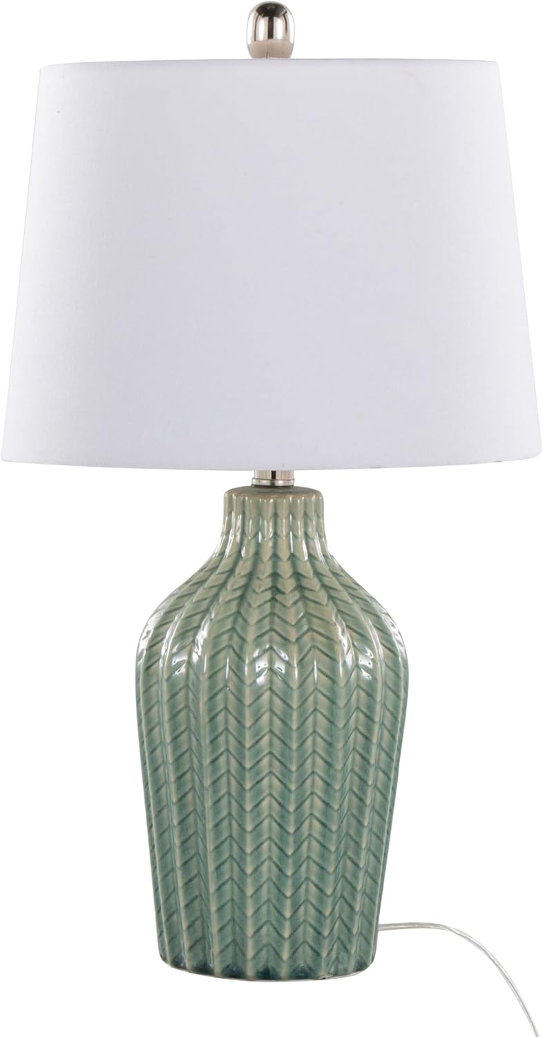 Contemporary Ceramic Table Lamp Set of 2 - Desk Lamps for Home Office, Bedroom Decor, Bedside Lamp for Living Room, Nightstand Lighting, Small Reading Light with Multiple Brightness,Sage