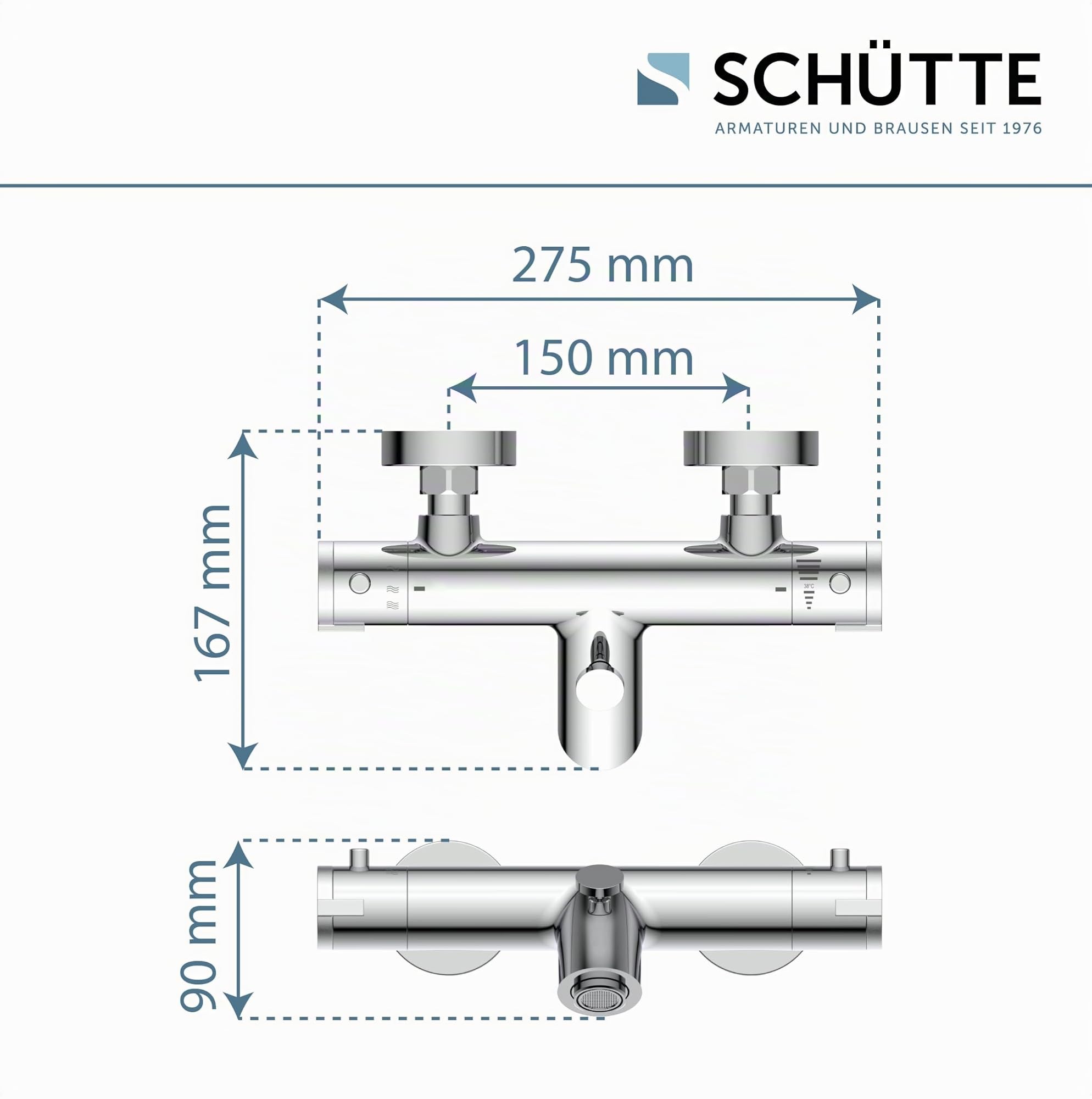 Schütte Grifo Mezclador Termostático de Bañera London Baño Grifería