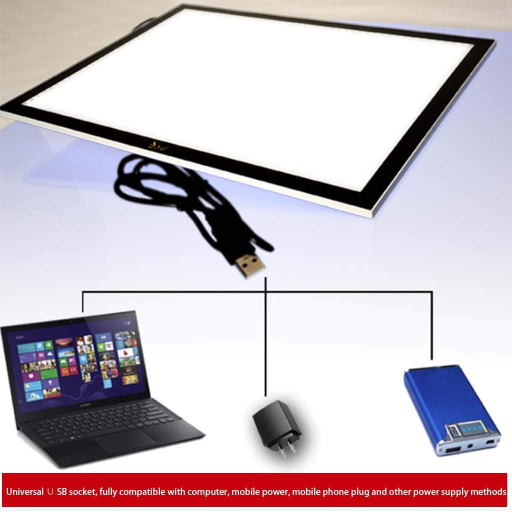 Light Box Portable Led Tracer Dimmable Acrylic Uniform Light Panel Built-in Eye Mask Ultra-Thin Lightbox Drawing with Ruler Diamond Painting Industrial Drawing Artist Ske,A3