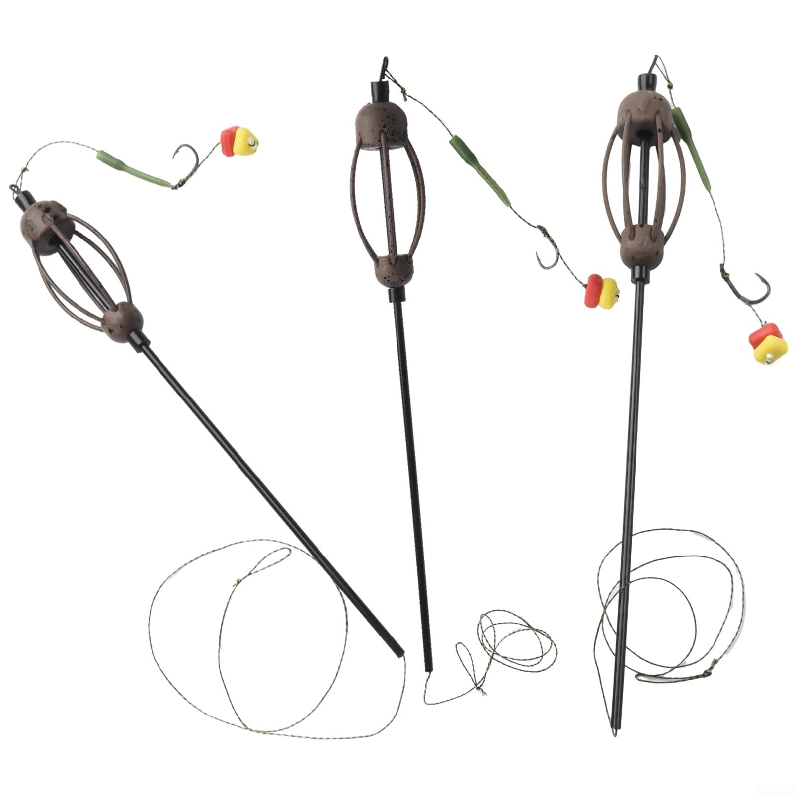 Coarse Fishing Rig with Feeder Bait Cage and Multiple Hook Sizes 4 6 8 Suitable for Carp Fishing in Rivers and Lakes Plastic Metal Build (4#)