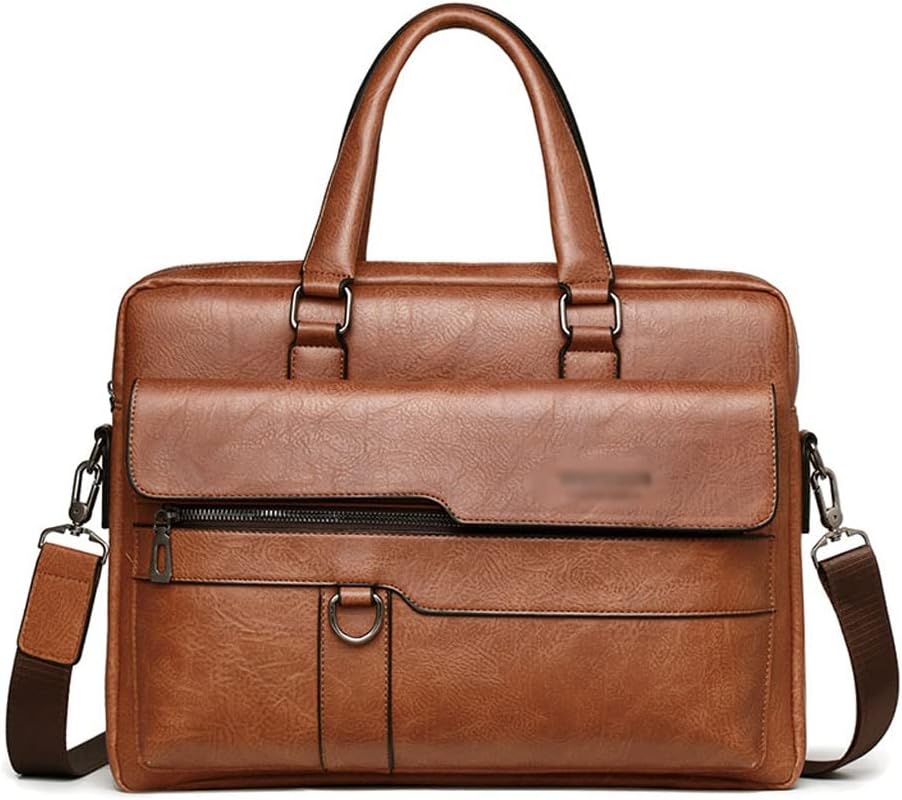 Men's Tote Briefcase File Bag Leather Travel Bag File Cross-body Backpack