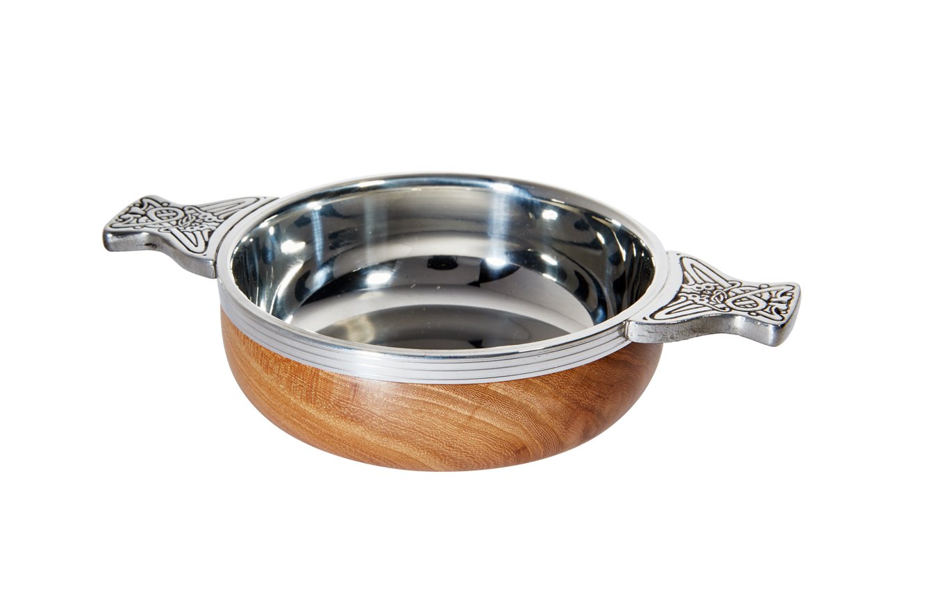 Wood and Pewter Quaich Whisky Tasting Bowl Available in 4 Sizes and with Engraving (100mm with Engraving)