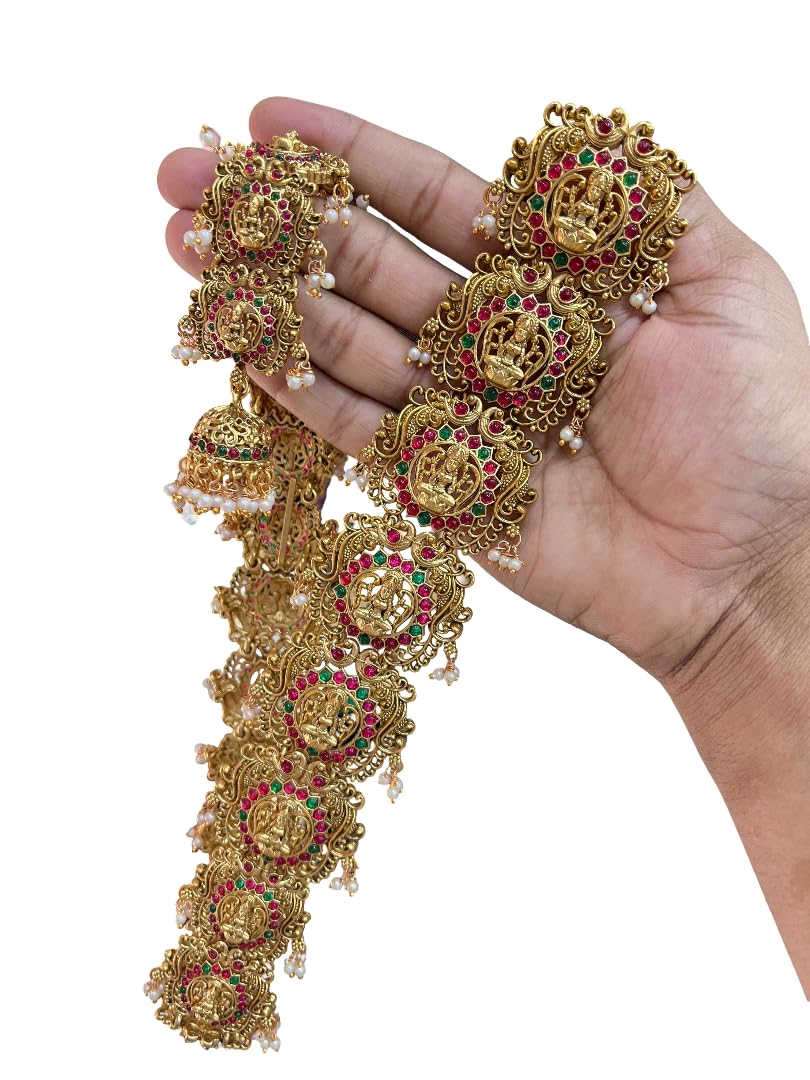 Seyon Long Lakshmi Design Multicolor Stones Square Shape Long Jada billai For Hair-image-1