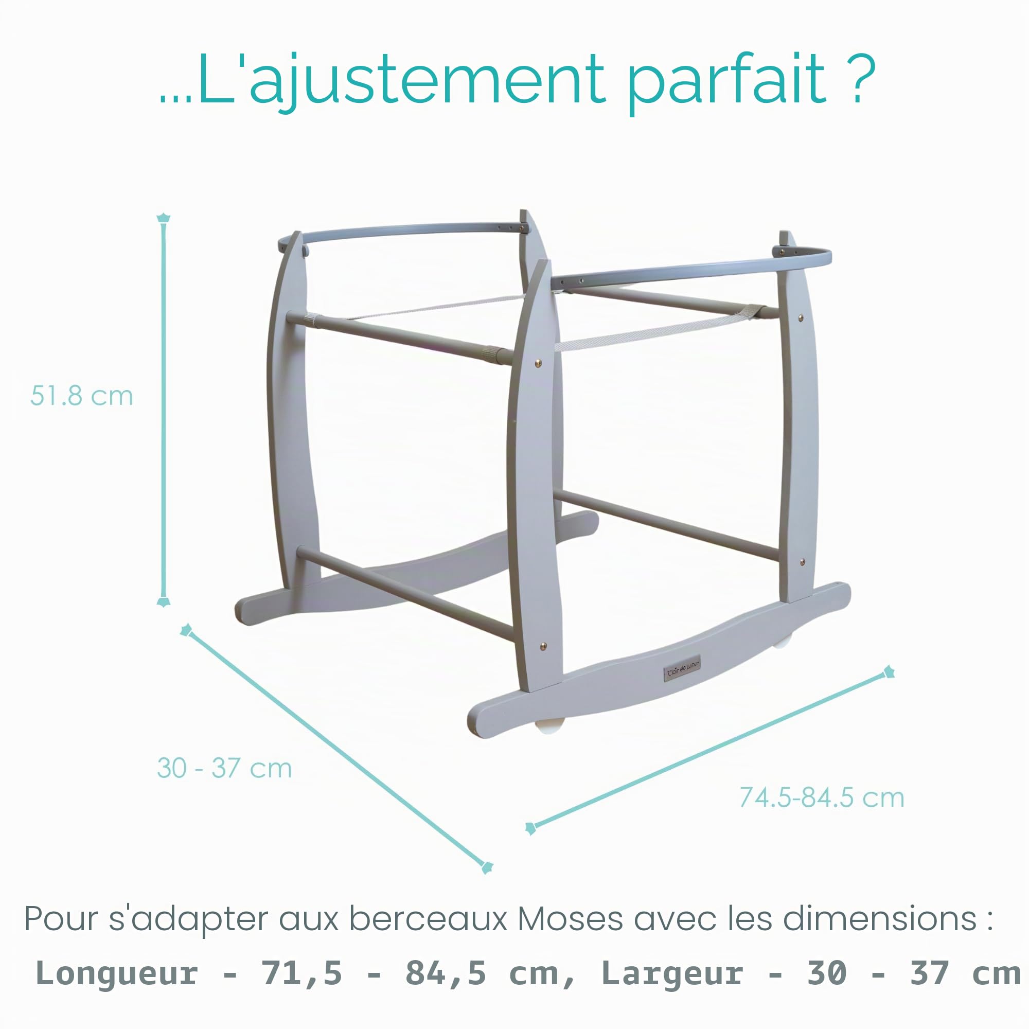 Clair de Lune Support de couffin à bascule Gris