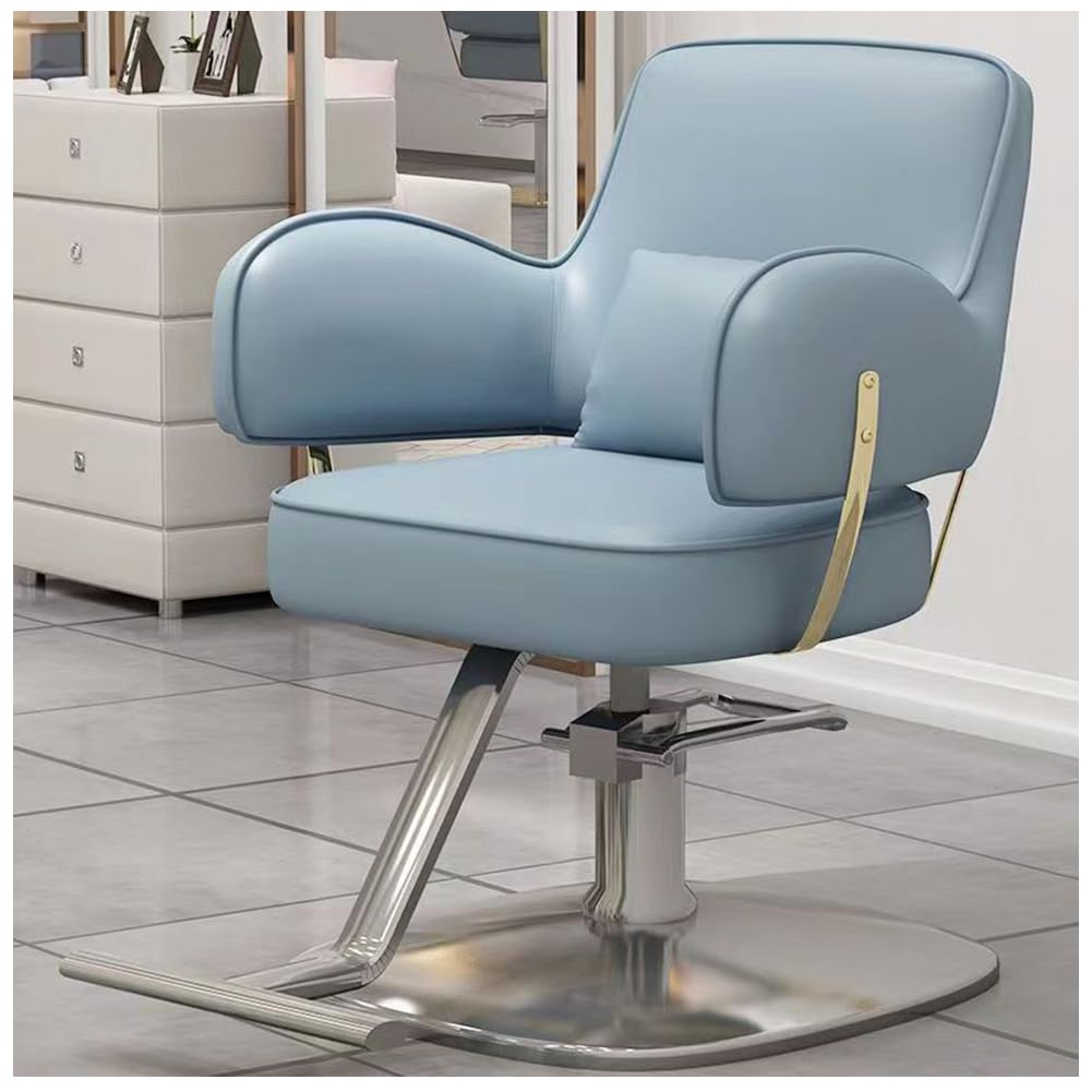 Poltrona da Barbiere per Parrucchiere con Pompa idraulica, Altezza Regolabile, Girevole a 360 Gradi, Attrezzatura per Spa e Bellezza, Grigio, G (Blu D)