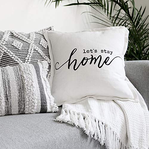 Lush Decor 16T005636 Let'S Stay Home Script Decorative Throw Pillow Cover thumb #1