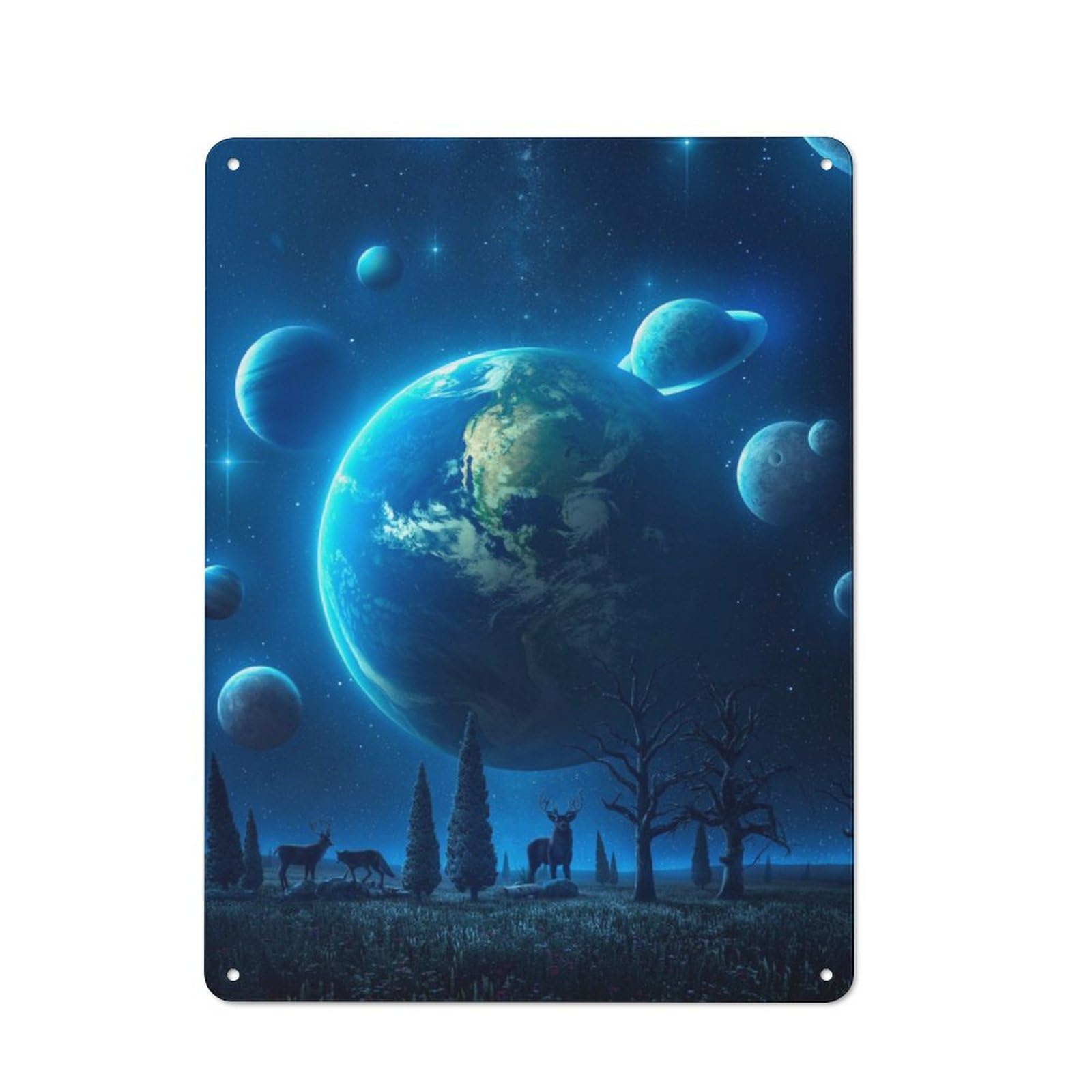 Junmoney Blue Universe Retro Tin Wall Plaque 40X30cm For Man Cave Or Games Room, For Games Room Collectors