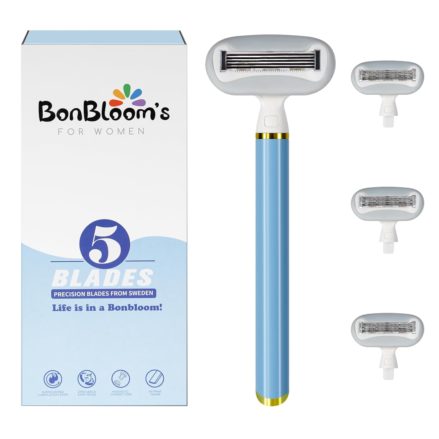 Amazon.com: BonBloom's Razors for Women,1 Handle,4x5-Layer Blade Razor ...
