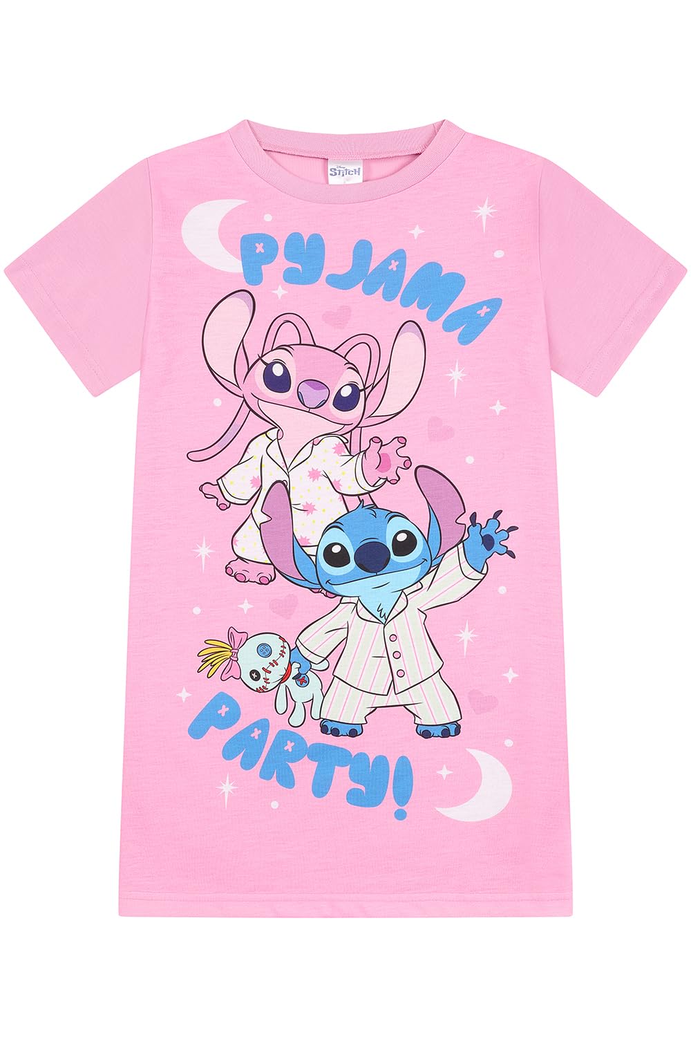 Disney Girls Pink Lilo And Stitch Pyjama Party Nightie Nightdress Nightgown For Kids (10-11 Years)