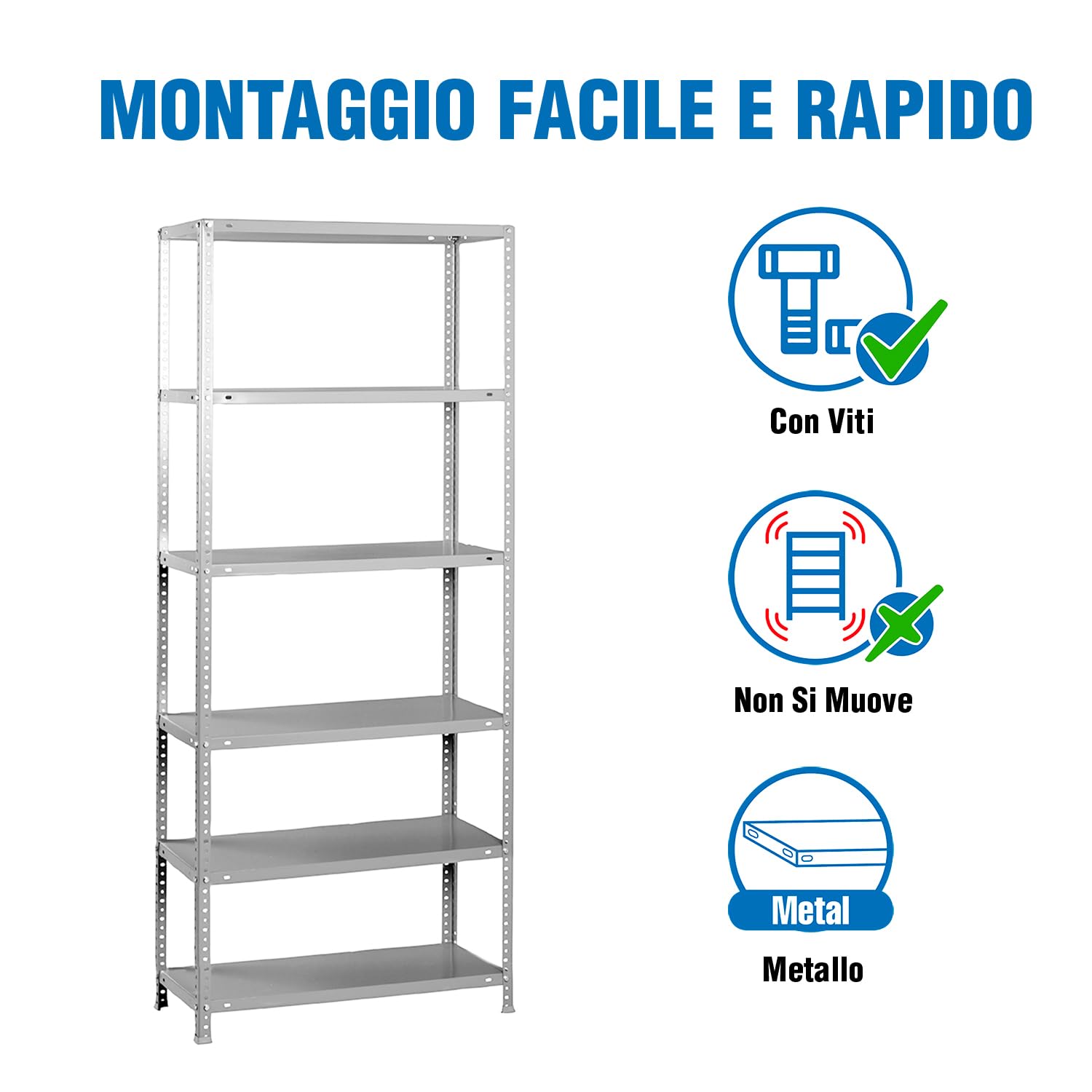 Simon Rack Regał metalowy 2000x1100x400 mm, 6 półek, nośność 75 kg na półkę, regał magazynowy i garażowy, stabilna konstrukcja, łatwy montaż, kolor Szare – Simon Classic