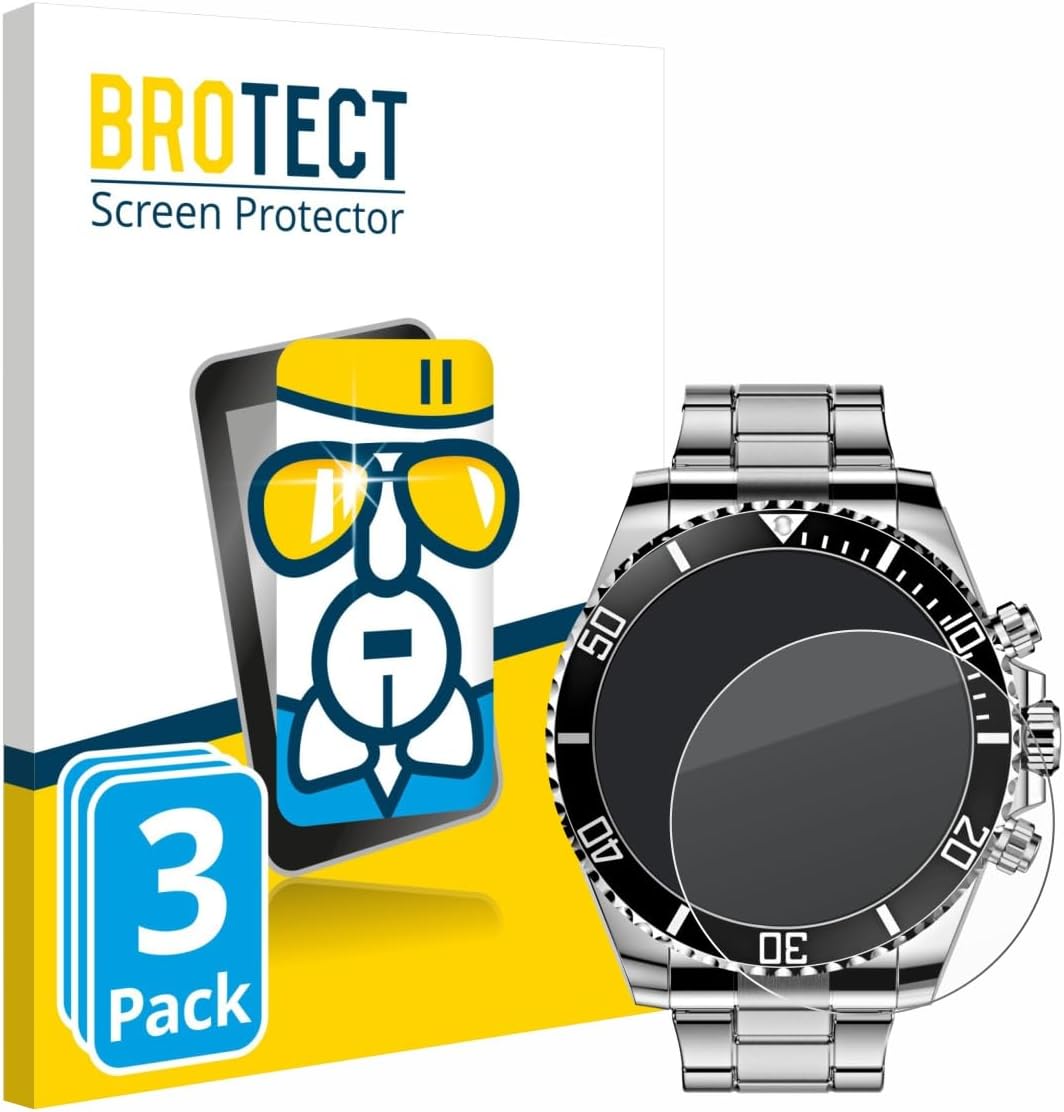 brotect Glass Screen Protector Film Compatible with Nexos Pro Smartwatch (3 Pack) - Glass-Foil 9H Protection [Scratch Resistant, High Clarity]
