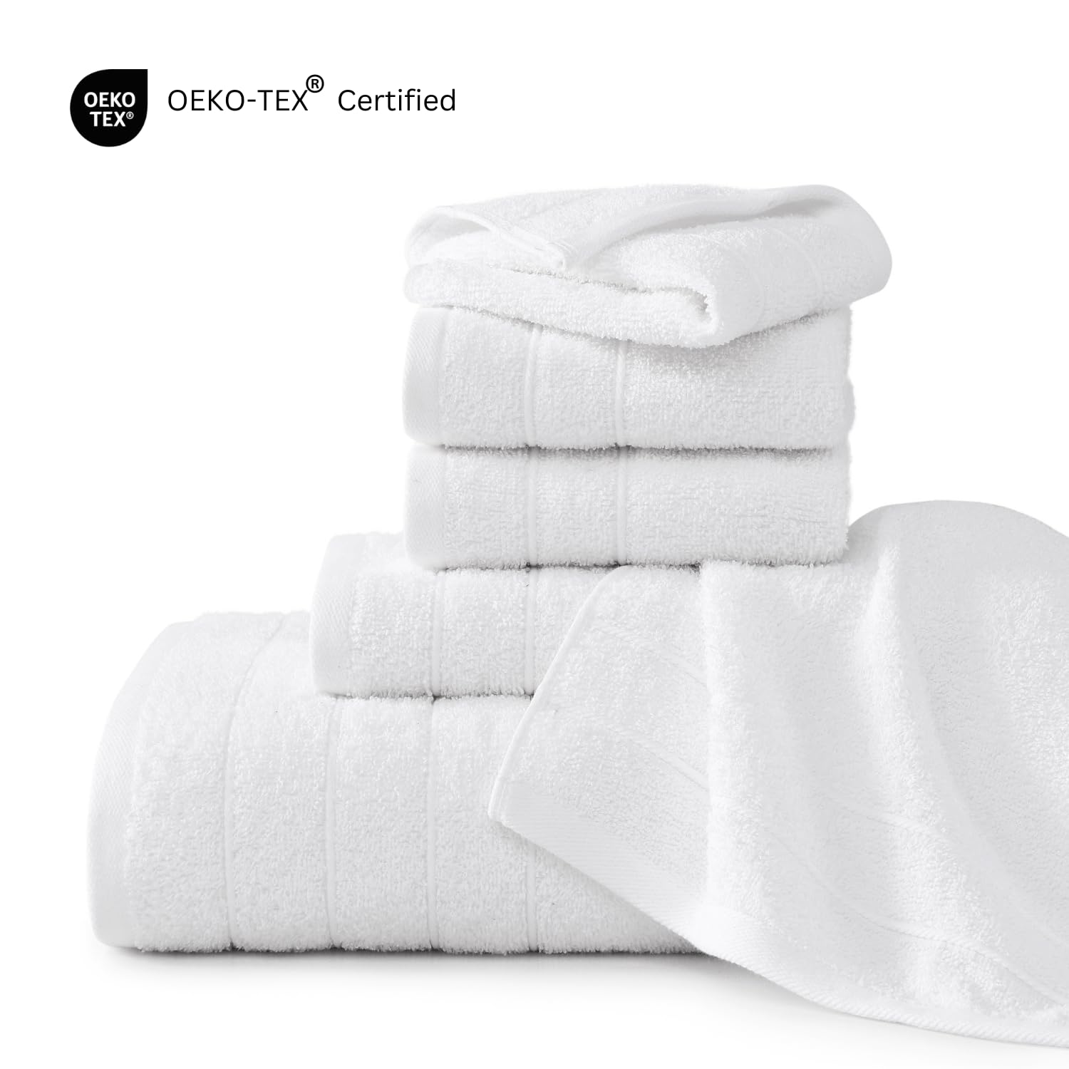 Casa Platino Cotton Turkish Luxury Bath Towel Set 12 Pieces - Super Soft, Absorbent & Quick Dry - 4 Bath, 4 Washcloths, 4 Hand Towels for Bathroom - Hotel Quality, Ideal for Spa, Gym & Travel - White