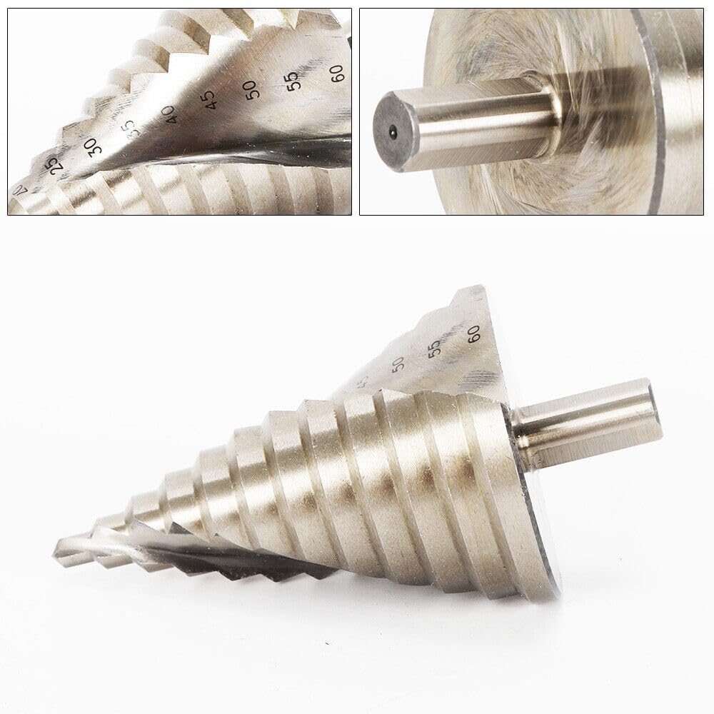 Broca escalonada de acero de titanio HSS, diámetro de 6-60 mm, broca cónica, broca escalonada, broca escalonada, para placas de hierro, placas de PVC, placas aislantes, 1 kg