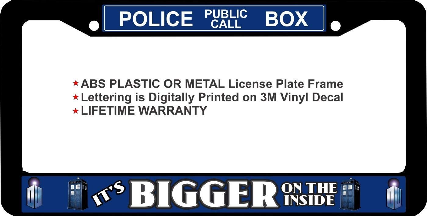LOHIGHH Dr. Who It's Bigger ON The Inside Police Public Call Custom License Plate Frame Black Metal 12" X 6"