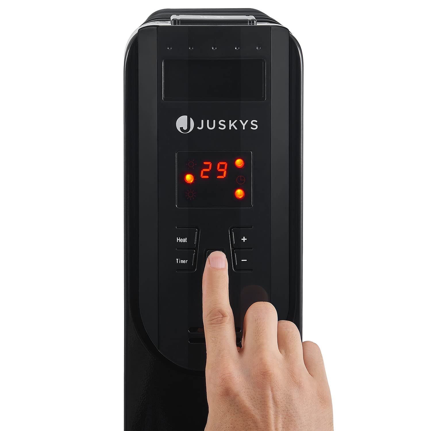 Juskys chauffage électrique radiateur à l'huile 2 500 watts - chauffage électrique avec 3 niveaux, thermostat, minuterie 12 h et protection contre la surchauffe - radiateur noir