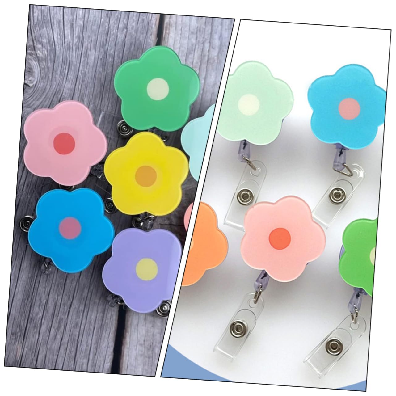 HOMSFOU 4 Set Badge Multifunzionale Fiore Clip Retrattili Per Infermieri E Professionisti Per Id E Attività 6 Pezzi * 4