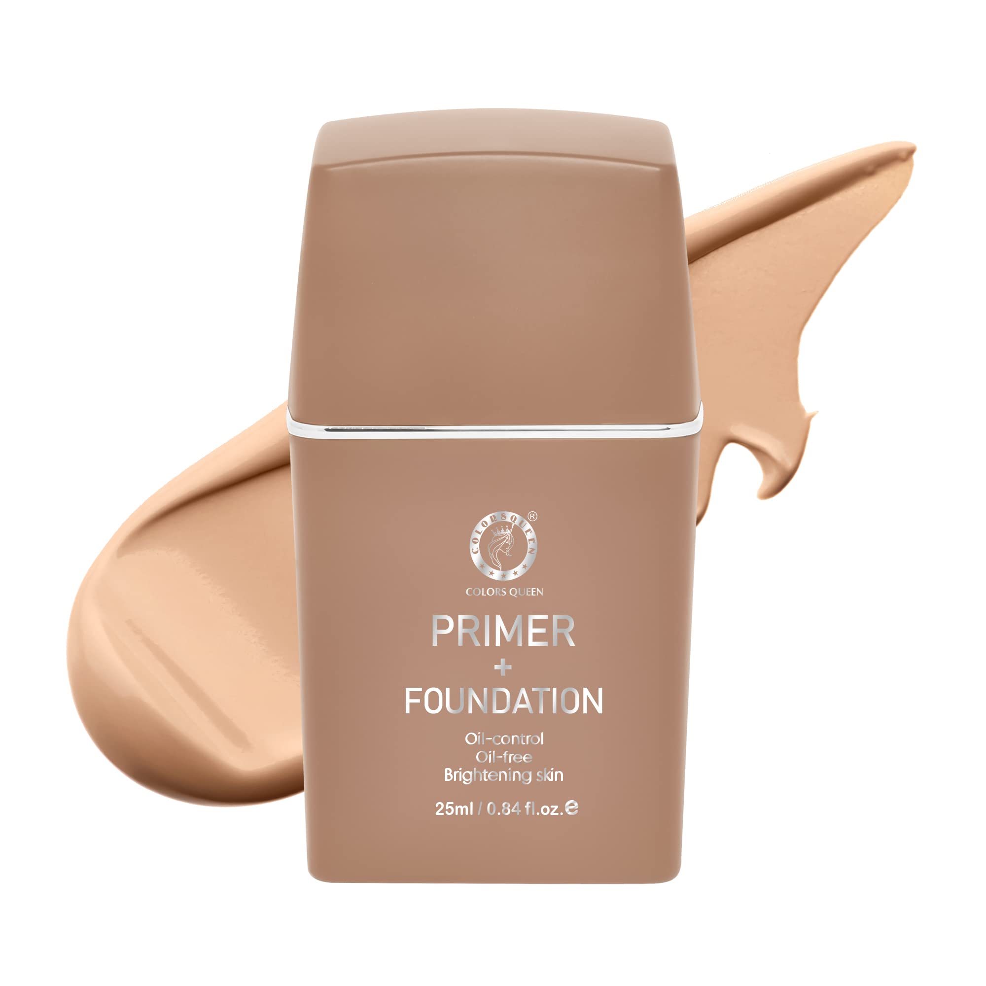 COLORS QUEEN Oil Control Primer + Foundation | Oil Free, Matte Finish | Brightening, Long Lasting | Liquid Foundation For Oily Skin (03 - Nude Beige)