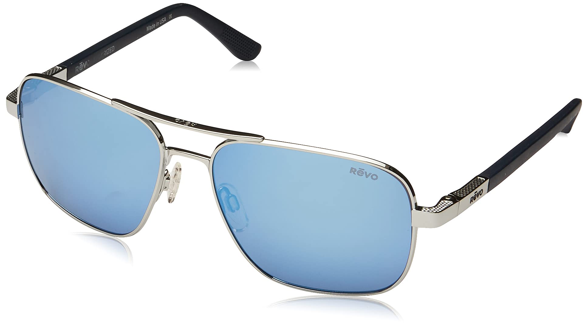Revo SunglassesRevo Freeman RE 1012 03 BL Polarized Rectangular Sunglasses, Chrome/Blue Water, 58 mm