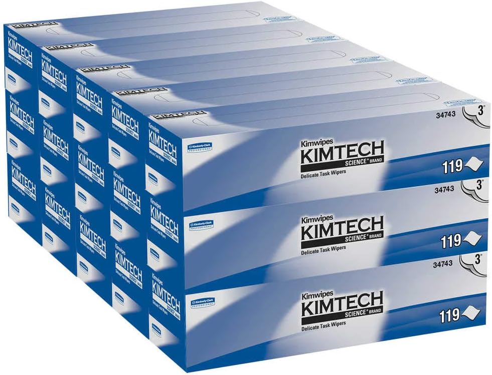 Kimtech 75512 Precision Wipers, POP-UP Box, 1Ply, 11 4/5x11 4/5, White, 196 per Box (Case of 15 Boxes)