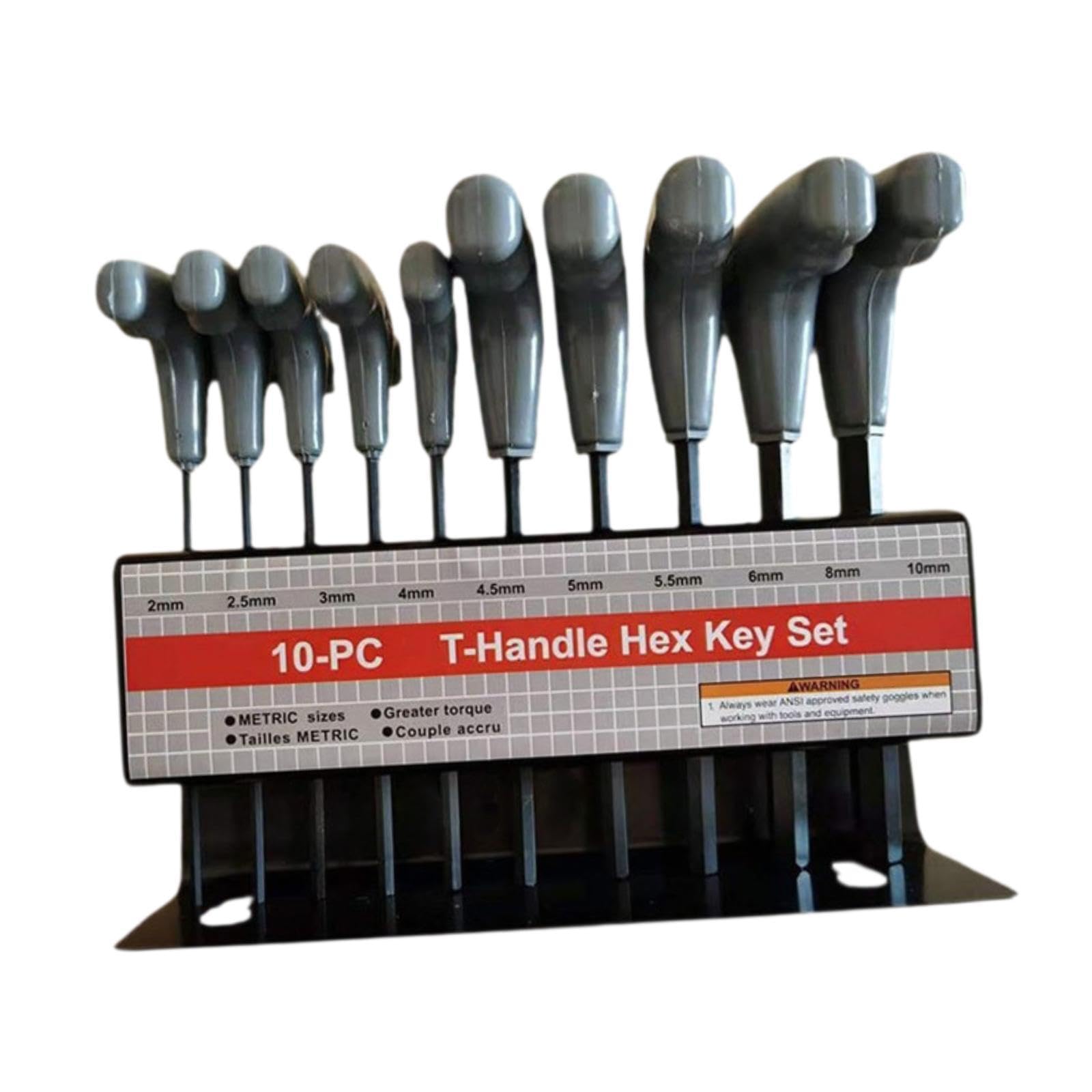 Skkwjege Metric, 10 Pcs 10 Pieces Generic T Handle Allen Wrench Set Hexagon Spanner Set Metric, 10 Pieces