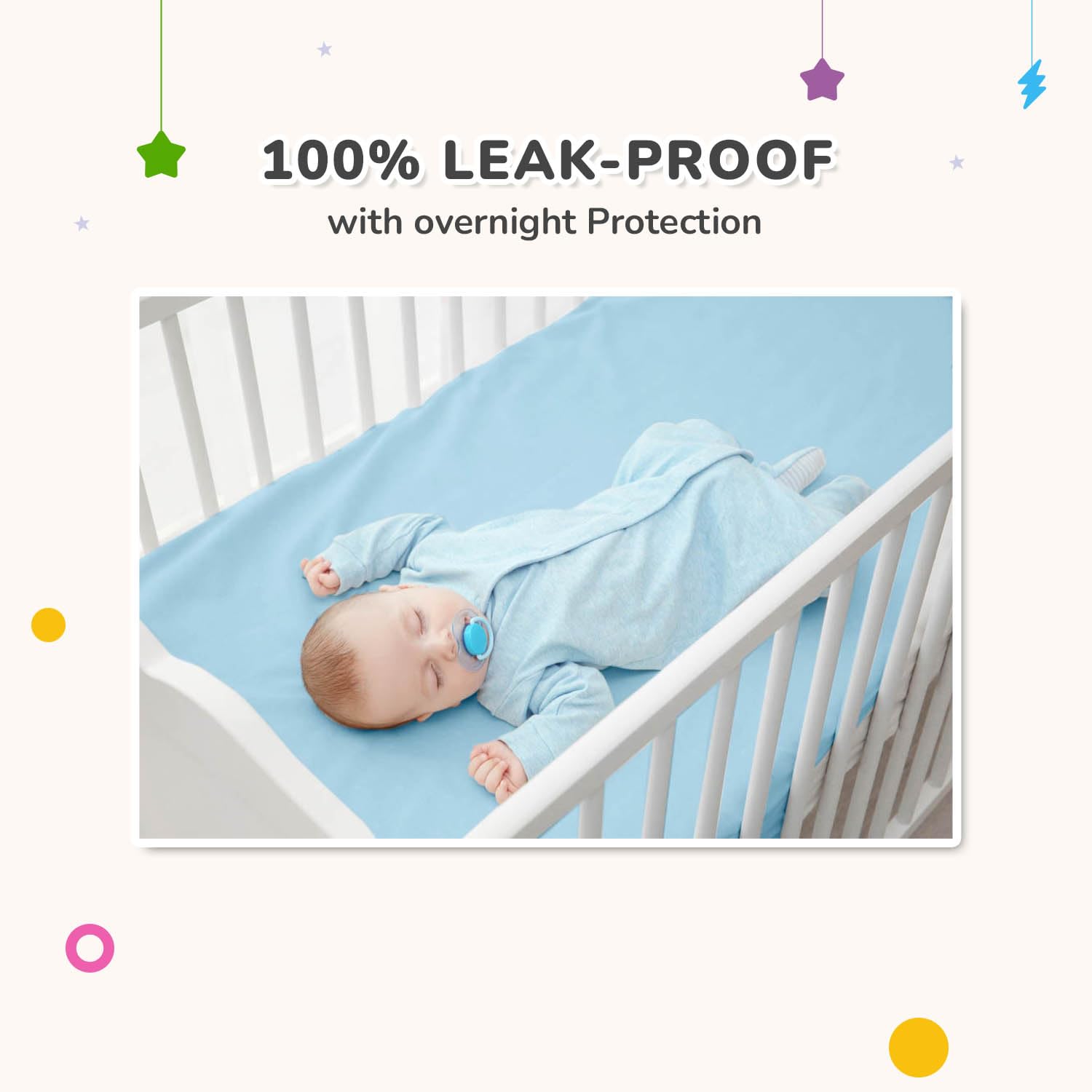 R for Rabbit Waterproof Quick Dry Sheet Bliss for Baby | Anti-Piling Fleece Breatheable Fabric Extra Absorbent Instant Dry Baby Bed/Cot Protector Mat (Size-L,Blue) - Image 5 thumbnail