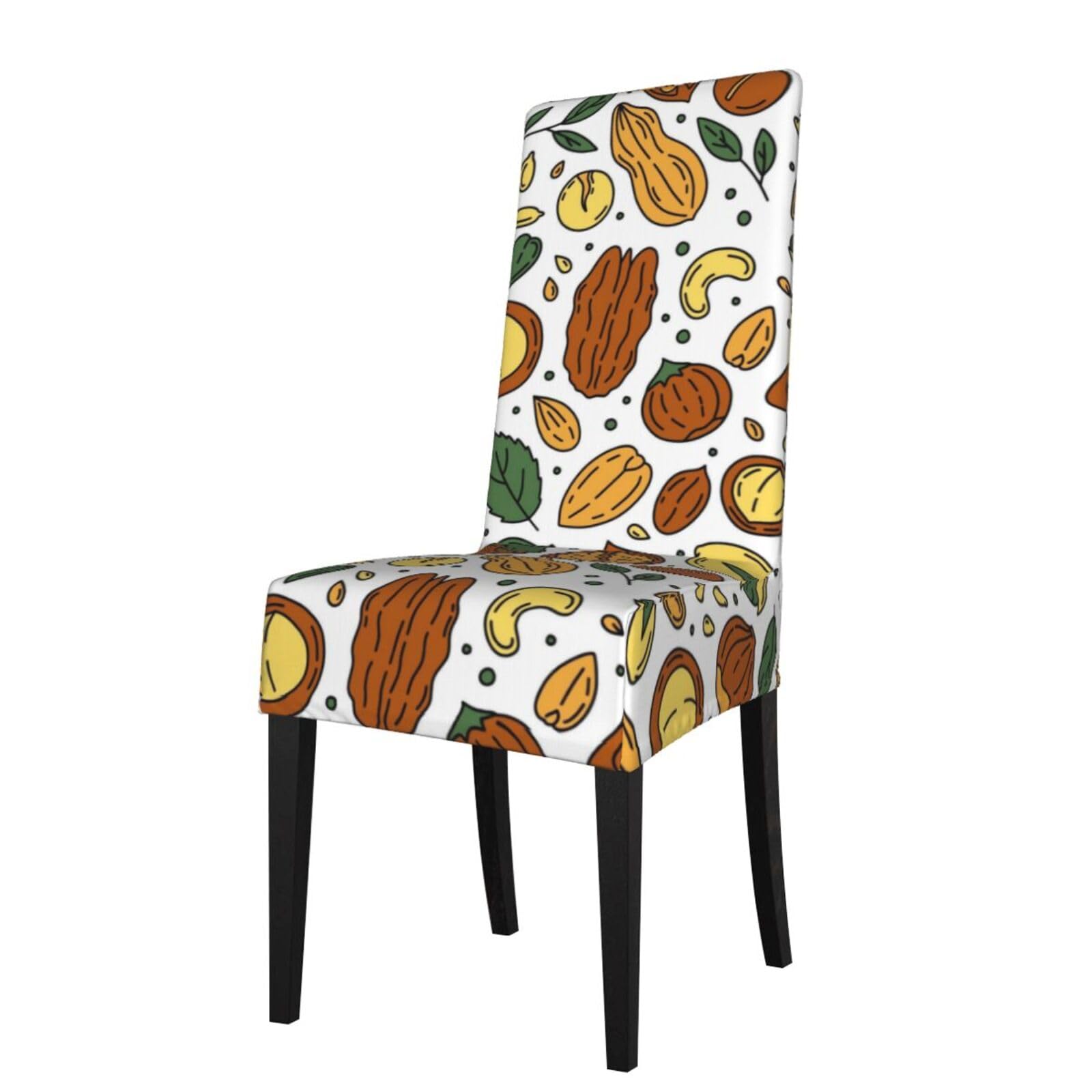 LKYMOH Doodle Style Nuts Seeds, Chair Covers Stretch Chair Slipcovers for Dining Room, for Party Pet Protection Universal Fit Soft Polyester