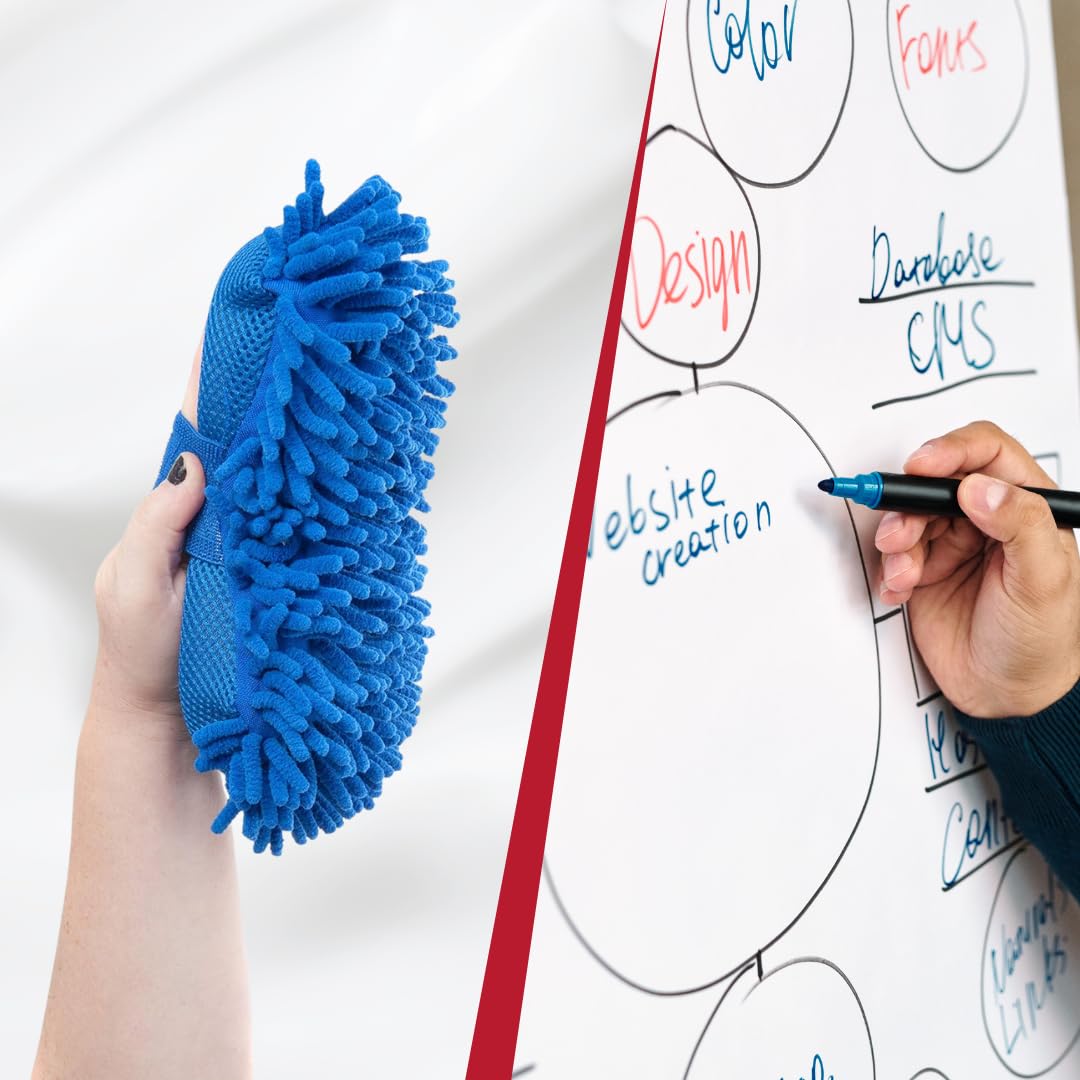 IRSTBL - XL Washable Microfiber Whiteboard Cleaner 3-Pack with Chamois Cloth Extra-Large Dry Erase Board Mitts for Classroom, Office & Home Use - Image 2