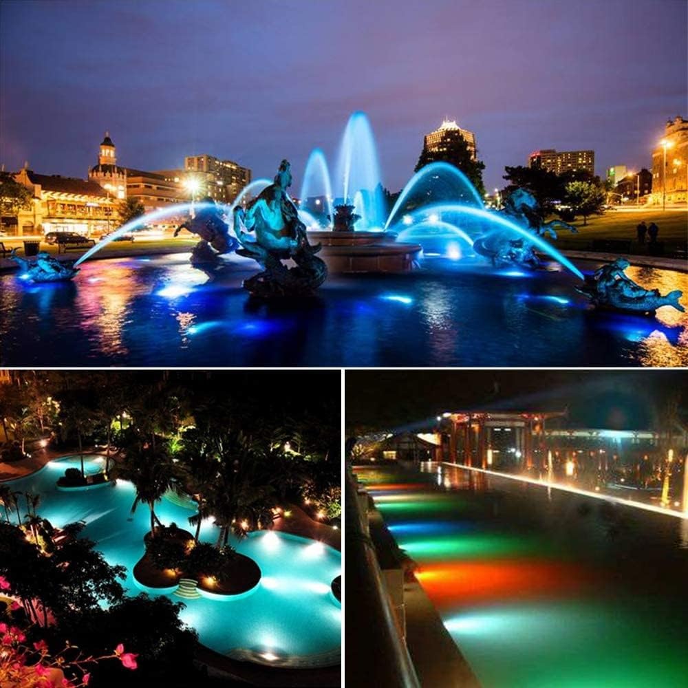 LED-Brunnenlichter IP68, wasserdicht, tauchfähig, RGB-Farbwechsel, Strahler mit Fernbedienung, 12 V Wechselstrom, Unterwasser-Teichbeleuchtung für Pools und Springbrunnen (3 W), 2 Stück