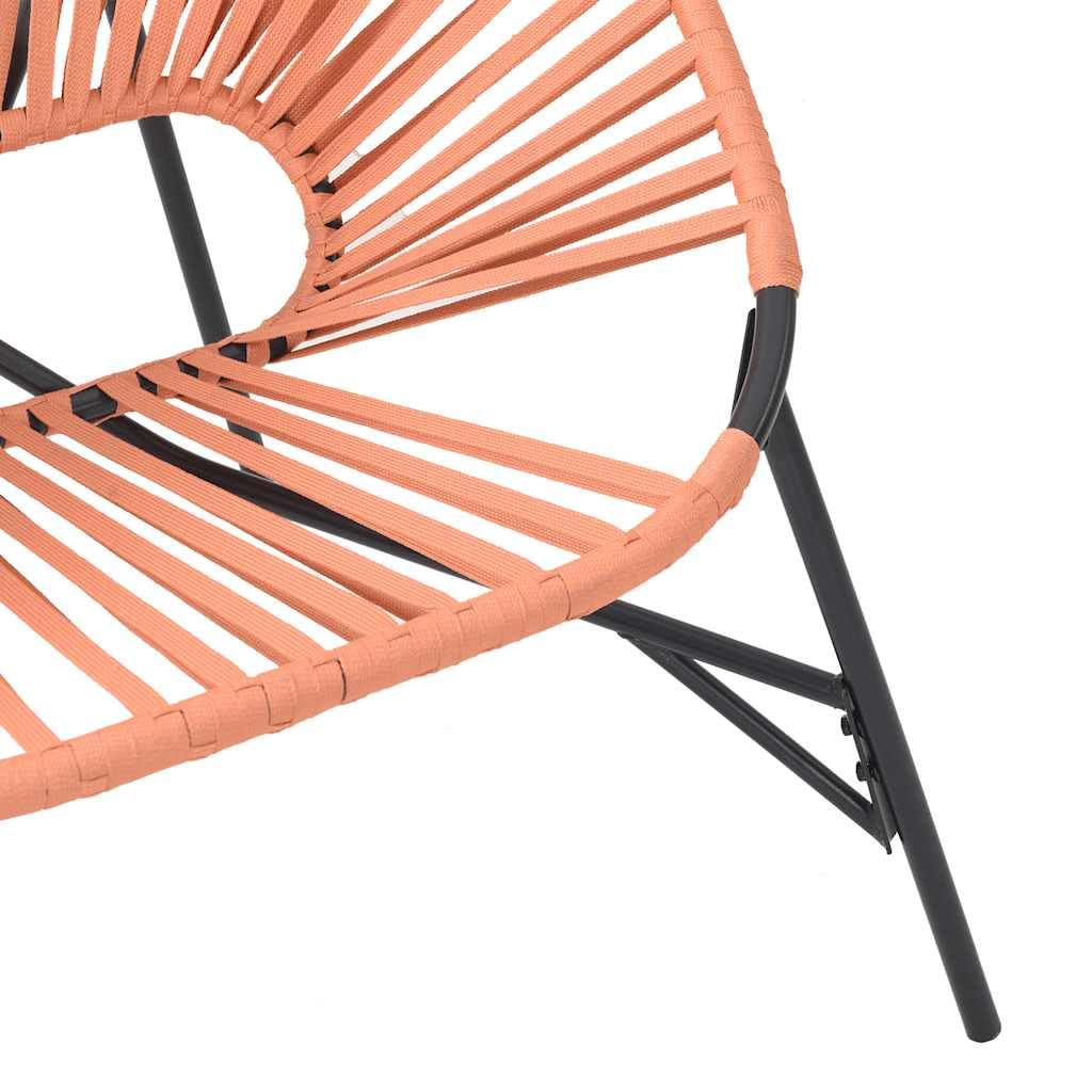 Générique Sedia Uovo da Giardino Nero e Arancione in Resina Intrecciata Poly Rattan con Telaio Acciaio, Poltrona Esterna Confortevole con Schienale e Braccioli