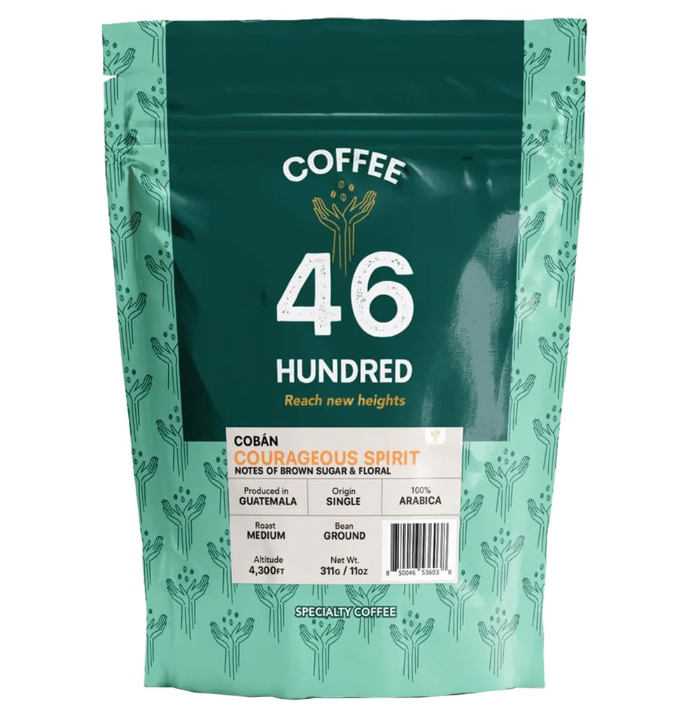 COFFEE 46 HUNDRED® Cobán Ground Bean Specialty Coffee from Guatemala - 100% Arabica Single Origin - Medium Roast - 311g/11oz - High Altitude Coffee -