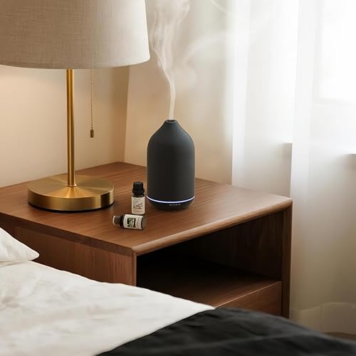 Miniatura 6 de SALKING Difusor de cerámica de 6.8 fl oz, difusor de aceite esencial de piedra, difusores ultrasónicos de aromaterapia con temporizadores de luces