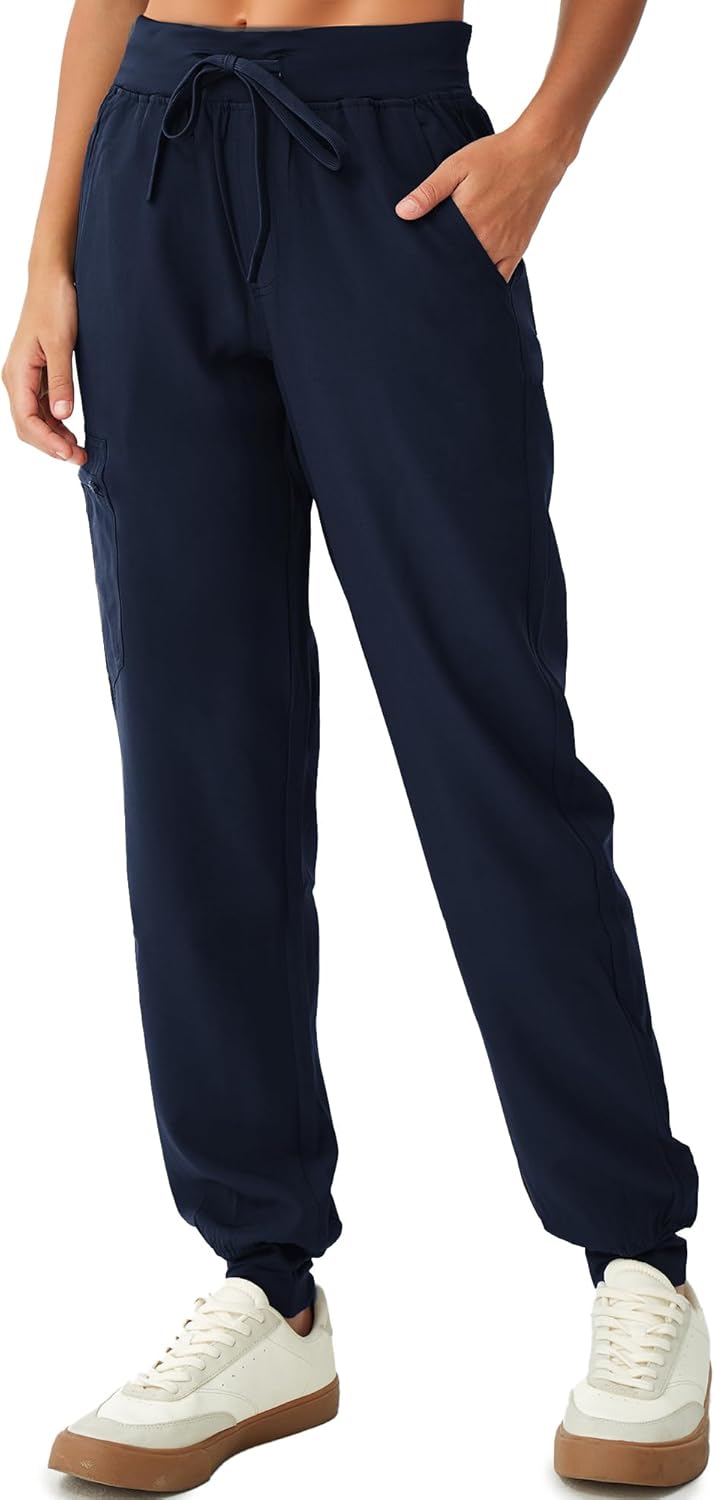 Scrubs for Women, Stretchy Yoga Pants with 5 Pockets, Cargo Jogger Scrub Pants for Women