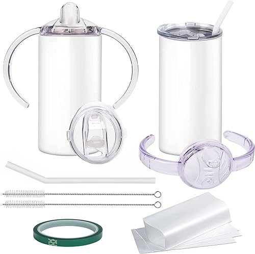 Rommeka Vasos de sublimación de 12 onzas, paquete de 4 vasos de sublimación de acero inoxidable rectos y delgados para niños con tapas y pajitas,