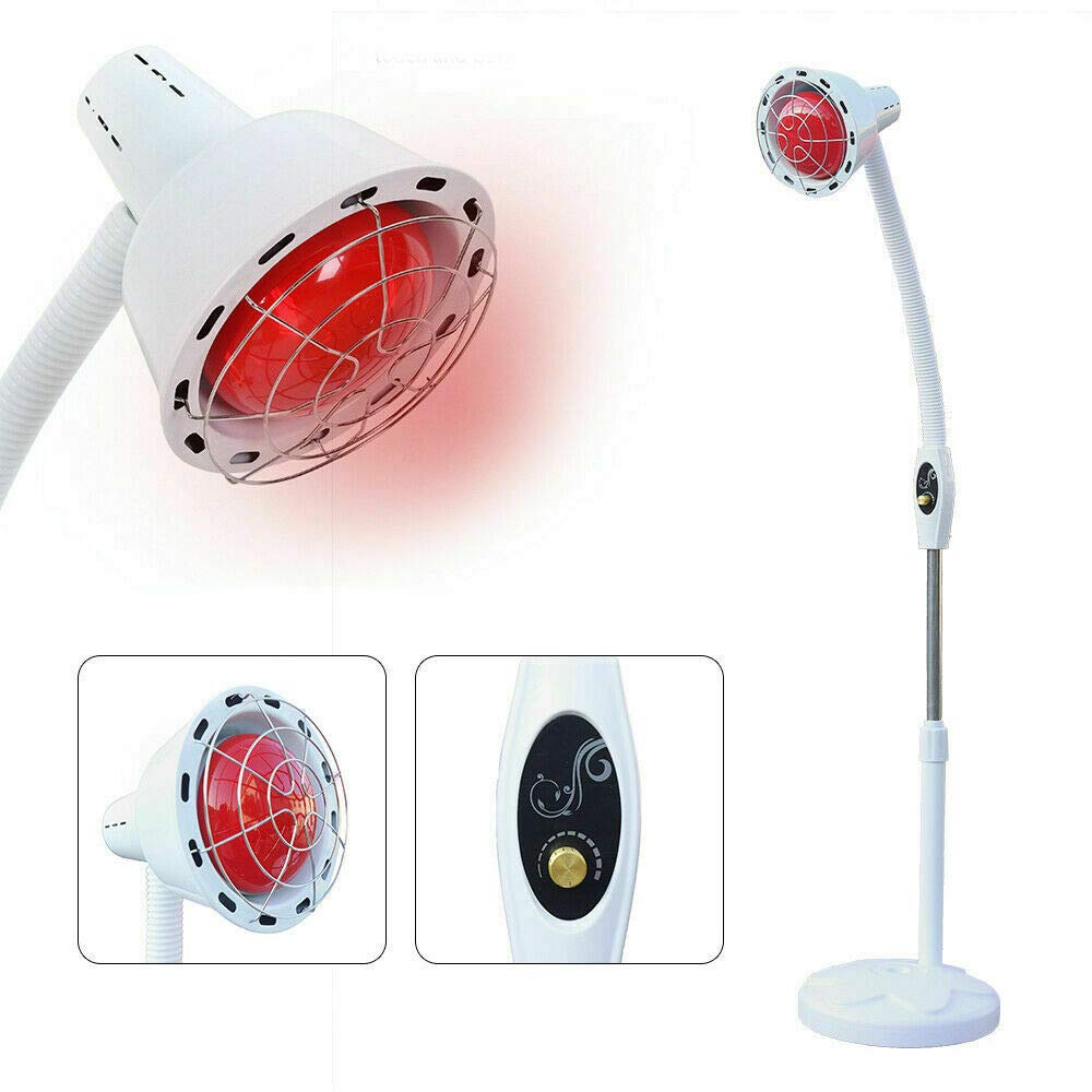 Lámpara de calor de 275 W, con cabezal único, 360 grados, ajustable, lámpara de infrarrojos, tubo telescópico, lámpara de terapia, tratamiento de la piel, para salón de belleza, salón o salón