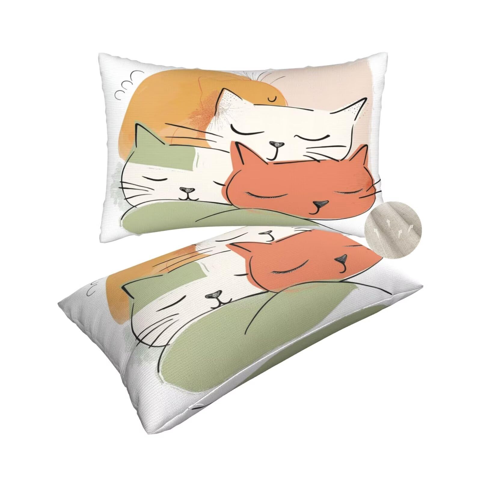 Housse coussin 50x80 cm le chat en lot de 2 taies rectangulaires pour canapé salon