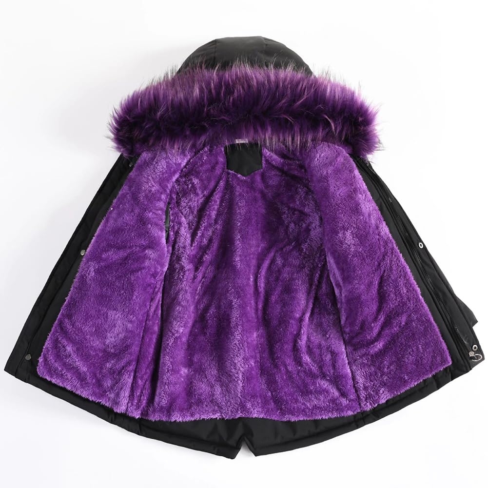 LCIGIA Enfant Fille Manteau d'hiver Fourrure Veste à Capuche Avec Cordon De Serrage Outdoor Jacket Avec Doublure Chaude Doudoune