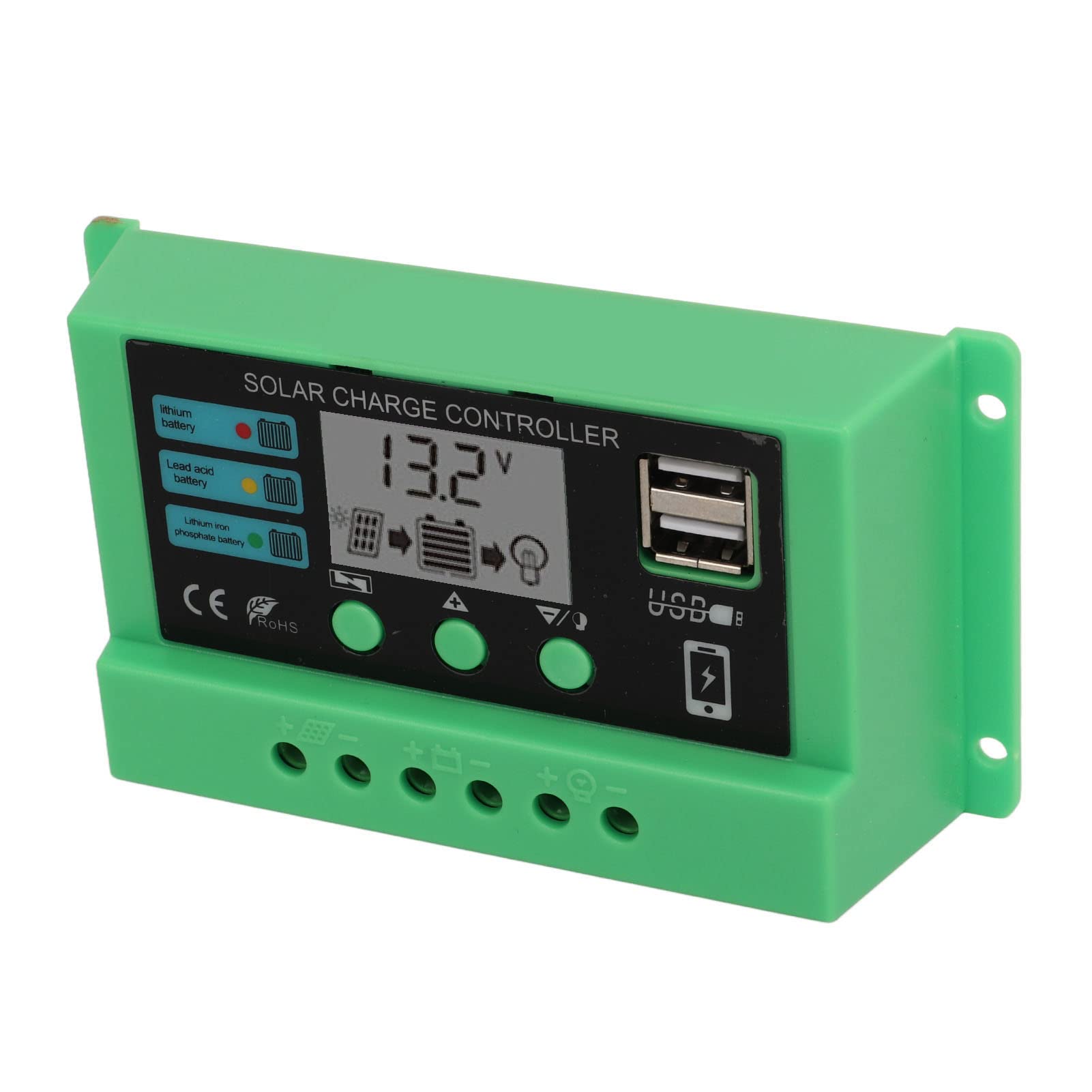 Solar Charge Controller, Adjustable LCD Display 12V 24V PWM Solar Charge Controller Regulator for Industry (10A)-picture-32