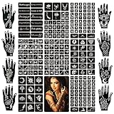 24 Sheets Henna Tattoo Stencil Kit 270+pcs, Henna Stencils Reusable Temporary Indian Glitter Airbrus