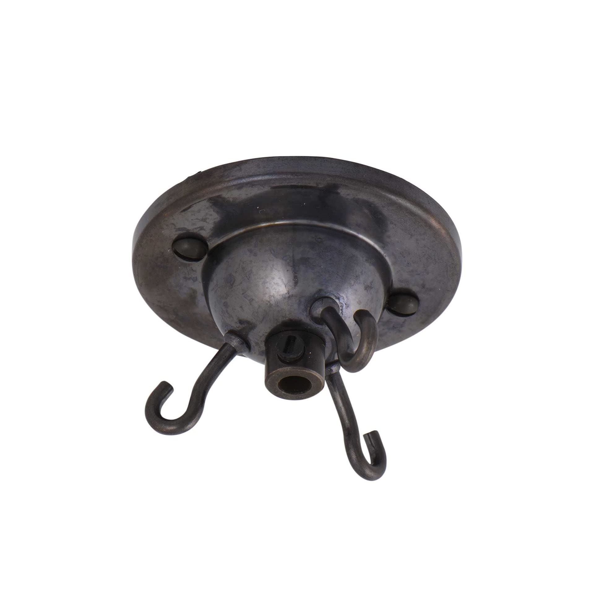 Elektek Bronze 3 Hook Ceiling Rose Plate Light Fitting Glass Shade Chandelier With Cord Grip Screws (Bronze)