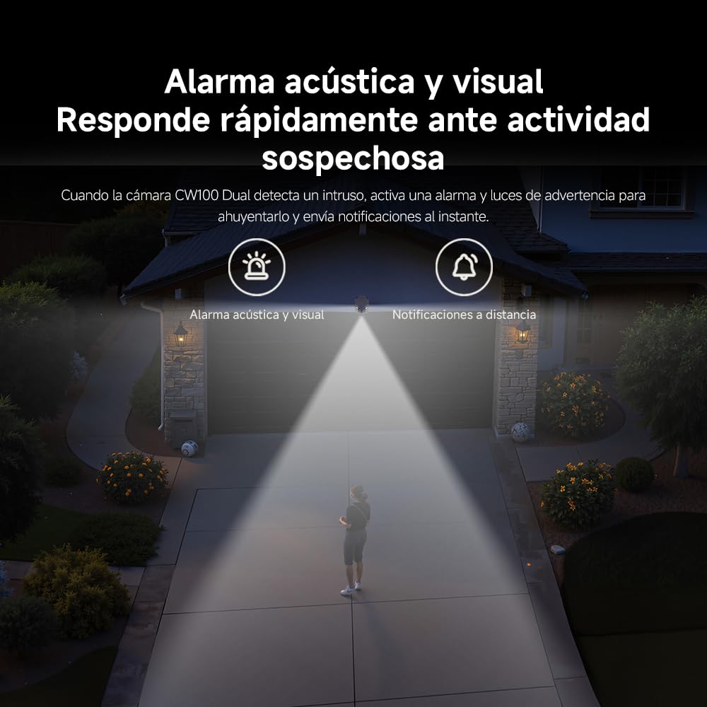 XIAOMI CW100 Cámara Vigilancia Exterior WiFi 2K 3MP Doble Lente | IP66 Impermeable, Visión Nocturna Color, Wi-Fi6, Audio Bidireccional, Alarma Luz Sonido, IA Detección Personas Vehículos