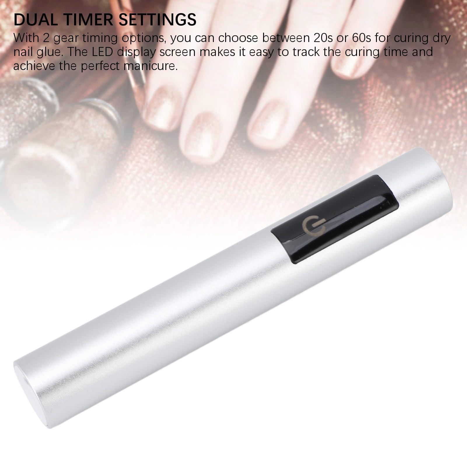 Tomotato 3W Mini Portable UV Lamp, Portable Fast Curing Handheld Gel Light USB Rechargeable Cordless Nail Dryer for Gel Nails (Silver)