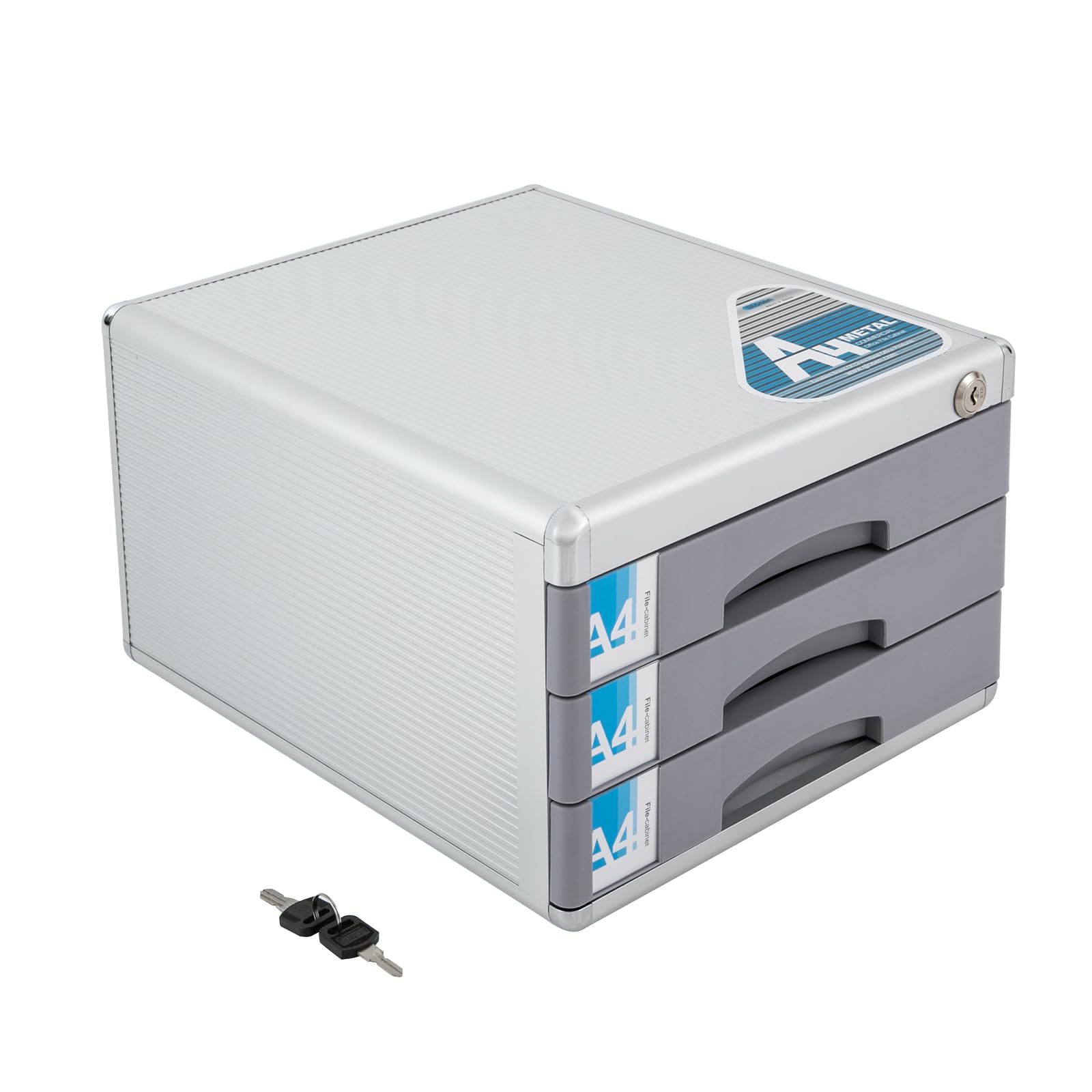 Organiseur de tiroir de bureau, organiseur de fichiers en alliage d'aluminium, organisateur de tiroir verrouillable, pour divers fournitures de bureau, cartes de visite, matériel