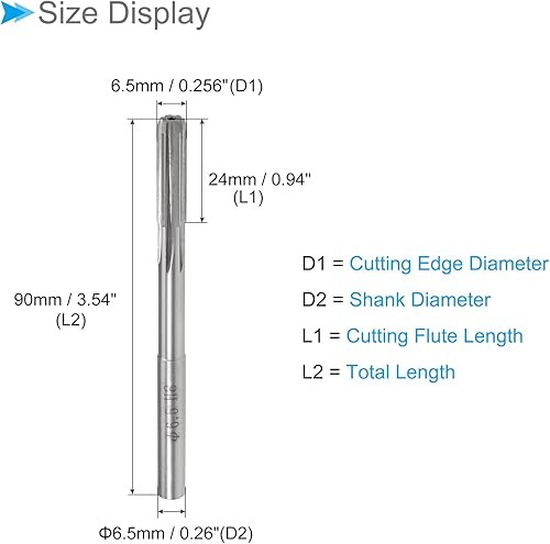 Miniatura 2 de Escariadores de máquina de 0.256 in de diámetro D4, cortador de fresado recto de acero de alta velocidad de cobalto M35 (aplicaciones para máquina