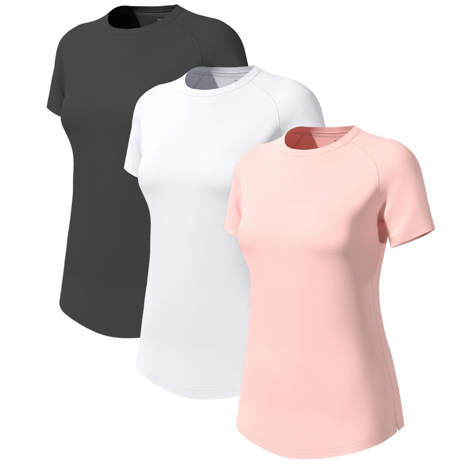 Wulibike 3 or 5er Pack Sportshirt Damen Kurzarm，Laufshirt Atmungsaktiv Funktionsshirt Schnell Trocknend UPF50+ Fitness Training Running Top Wandern Yoga Outdoor Activewear