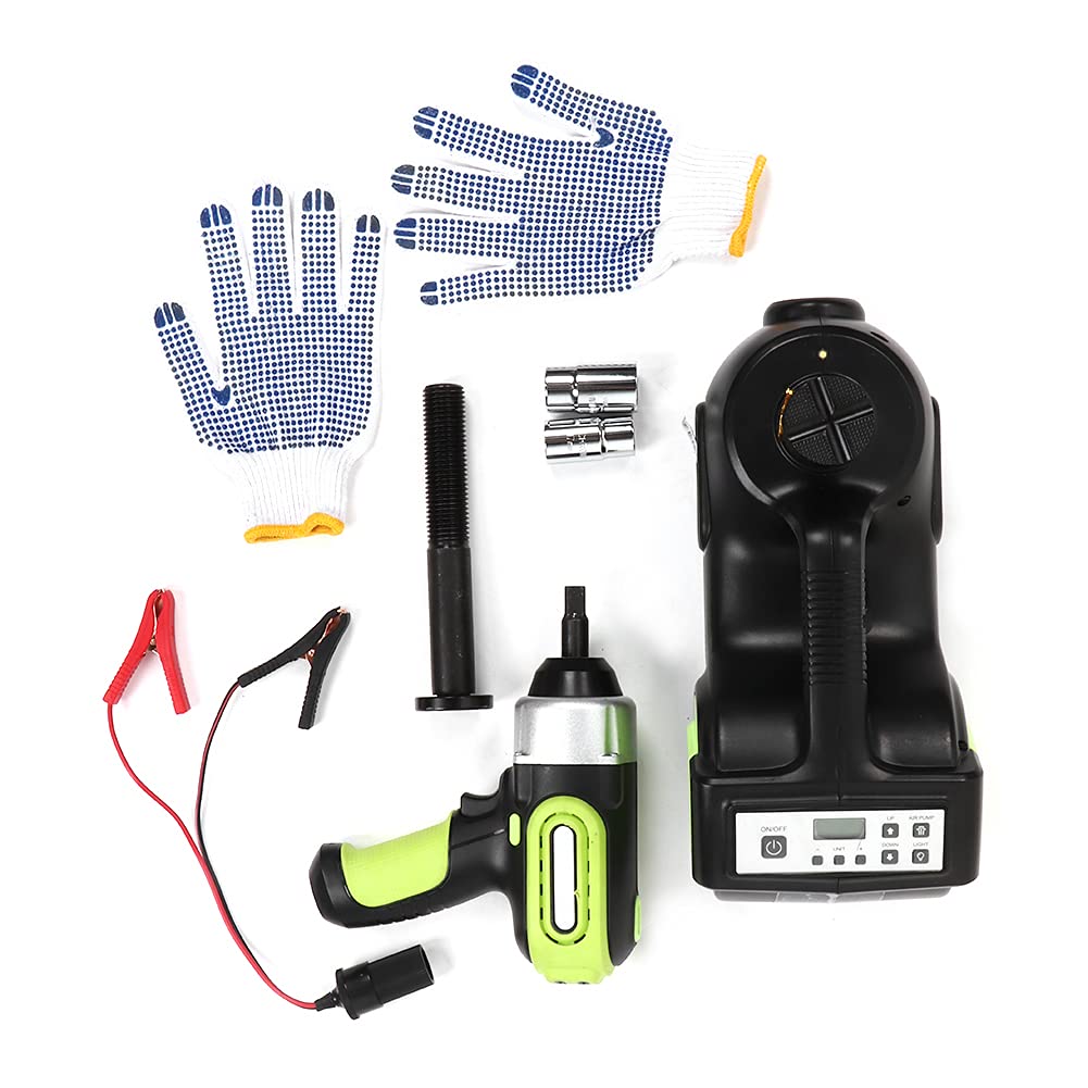 3 in 1 Electric Floor Jack Power Wrench Air Pump LED Flashlight Set Car Repair Kit
