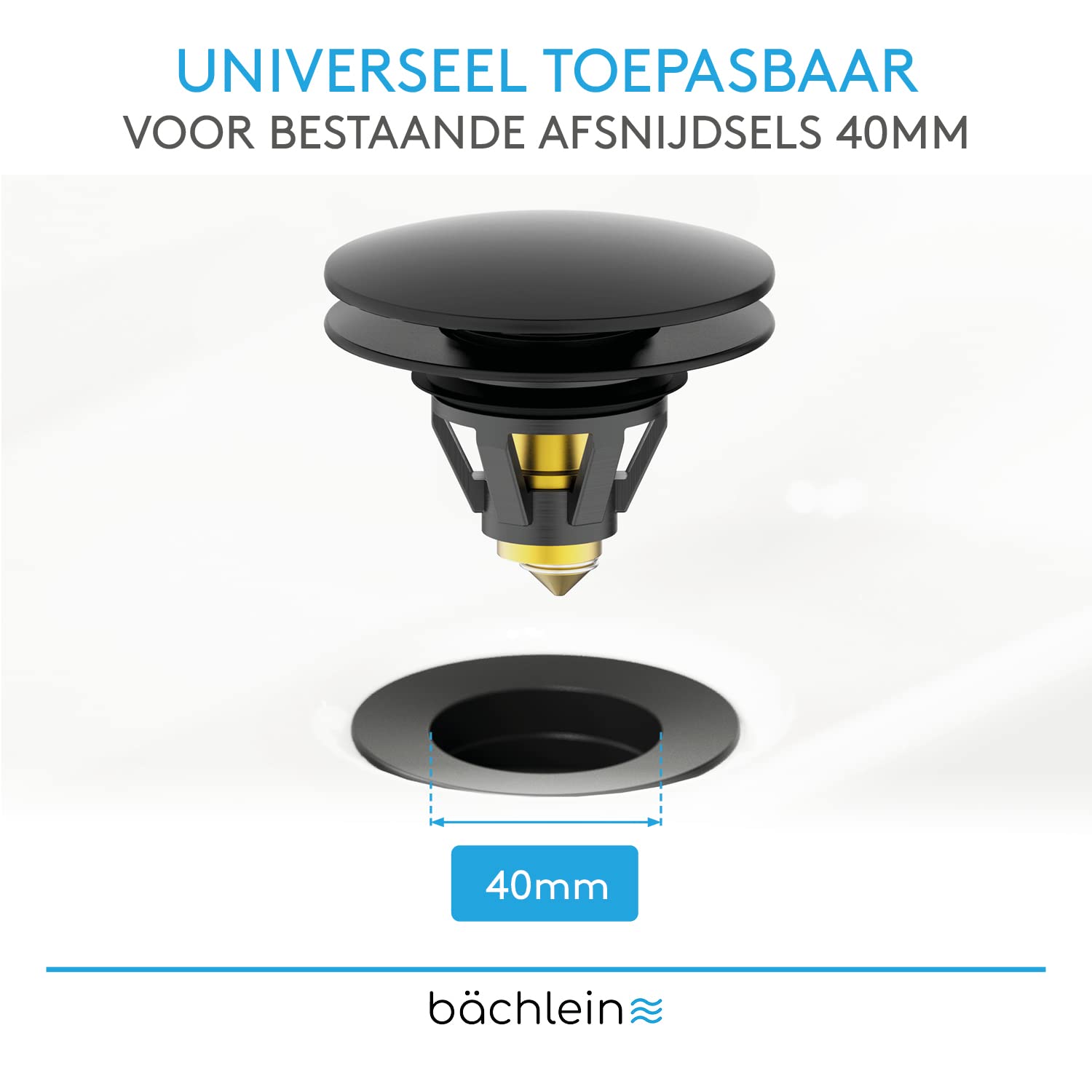 3 stuks wastafelstop, afvoerstop, wastafel, afvoerstop, wastafelstop, afvoerstop, wastafelstopsluiting, 40 mm, universele badstop met afdichting voor keuken, badkamer, gootsteen