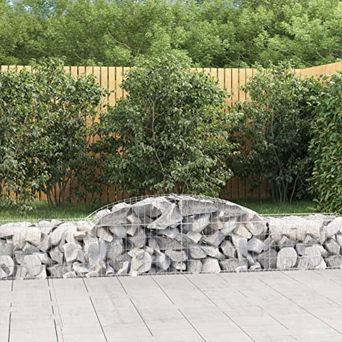 Rantry Arched Gabion Basket 300x50x40/60 cm Galvanised Iron, Gabion Basket Cage, Mesh Wire Stone Basket, Outdoor Spiral Retaining Wall, Garden Planter